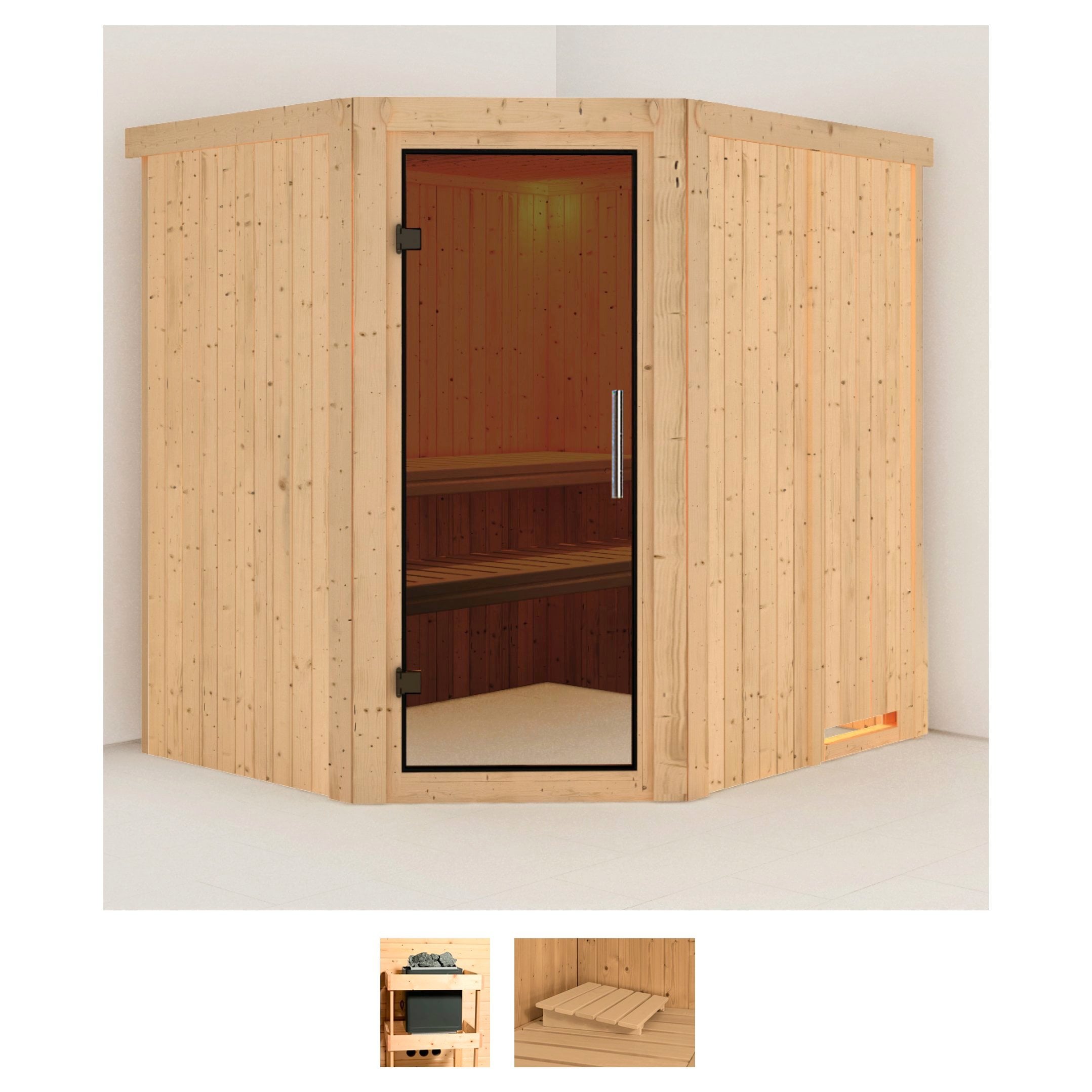 KARIBU Sauna "Siirin", ohne Ofen, (ohne Ofen), beige, Saunen, ohne Ofen