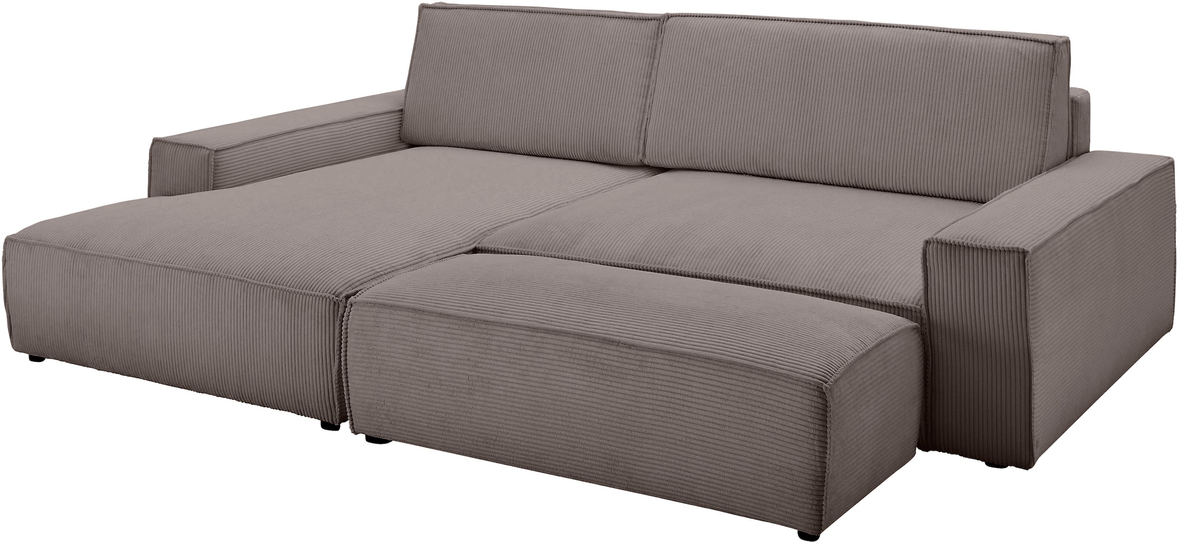 Home affaire Polsterecke »NEU: SHERWOOD XXL tief, L-Form mit Schlaffunktion, Big-Sofa mit Hocker«, (Set, 2 St.), stellbar zum Schlafsofa (Krokodilverbinder), Cord, Leinenoptik