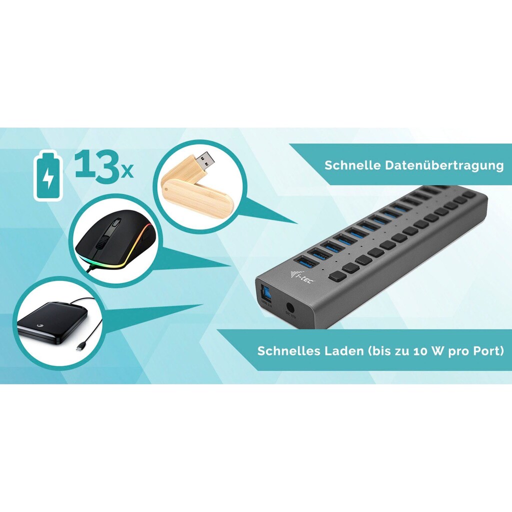 I-TEC USB-Ladegerät »USB 3.0 Charging HUB 13 port + Power Adapter 60W«