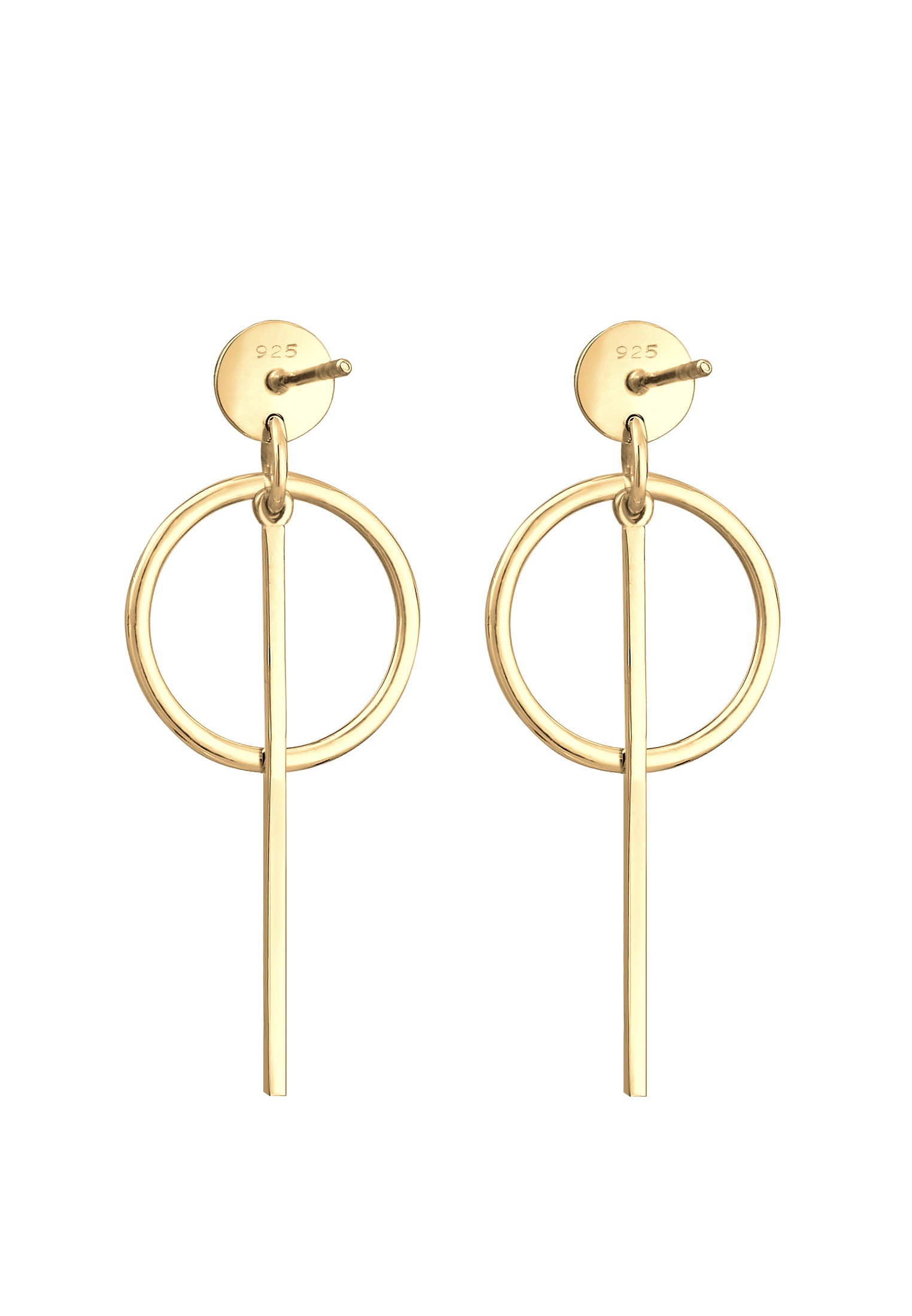 ELLI Circle Disc Drop Earrings Gold 925 Sterling Silver 3