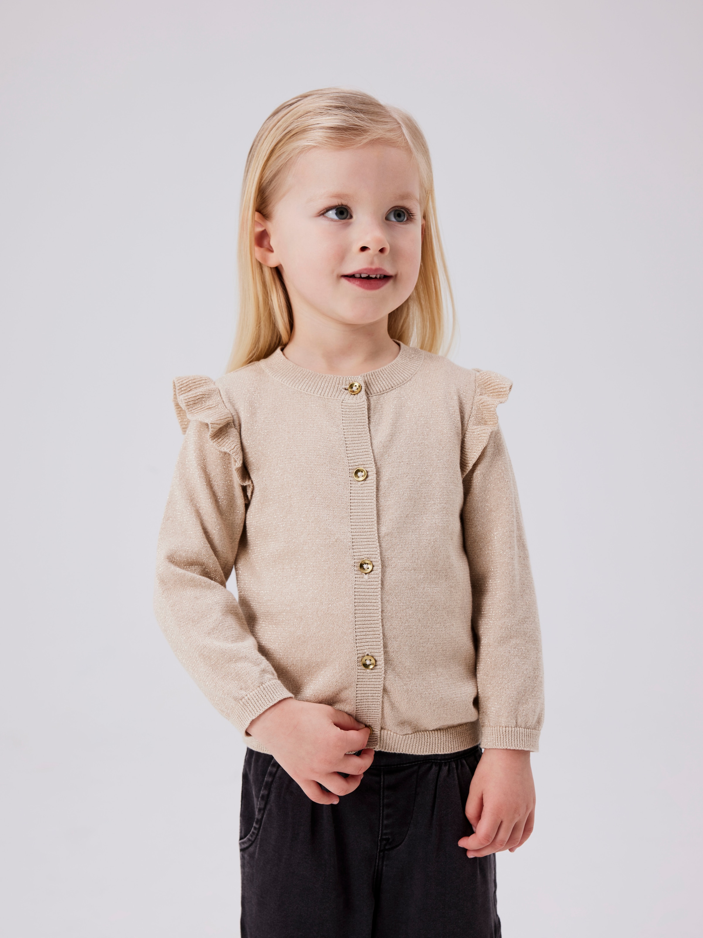 Name It Strickjacke "Nmfabinne Ls Knit Card Noos" Mit Süßer Rüsche An Den Schultern