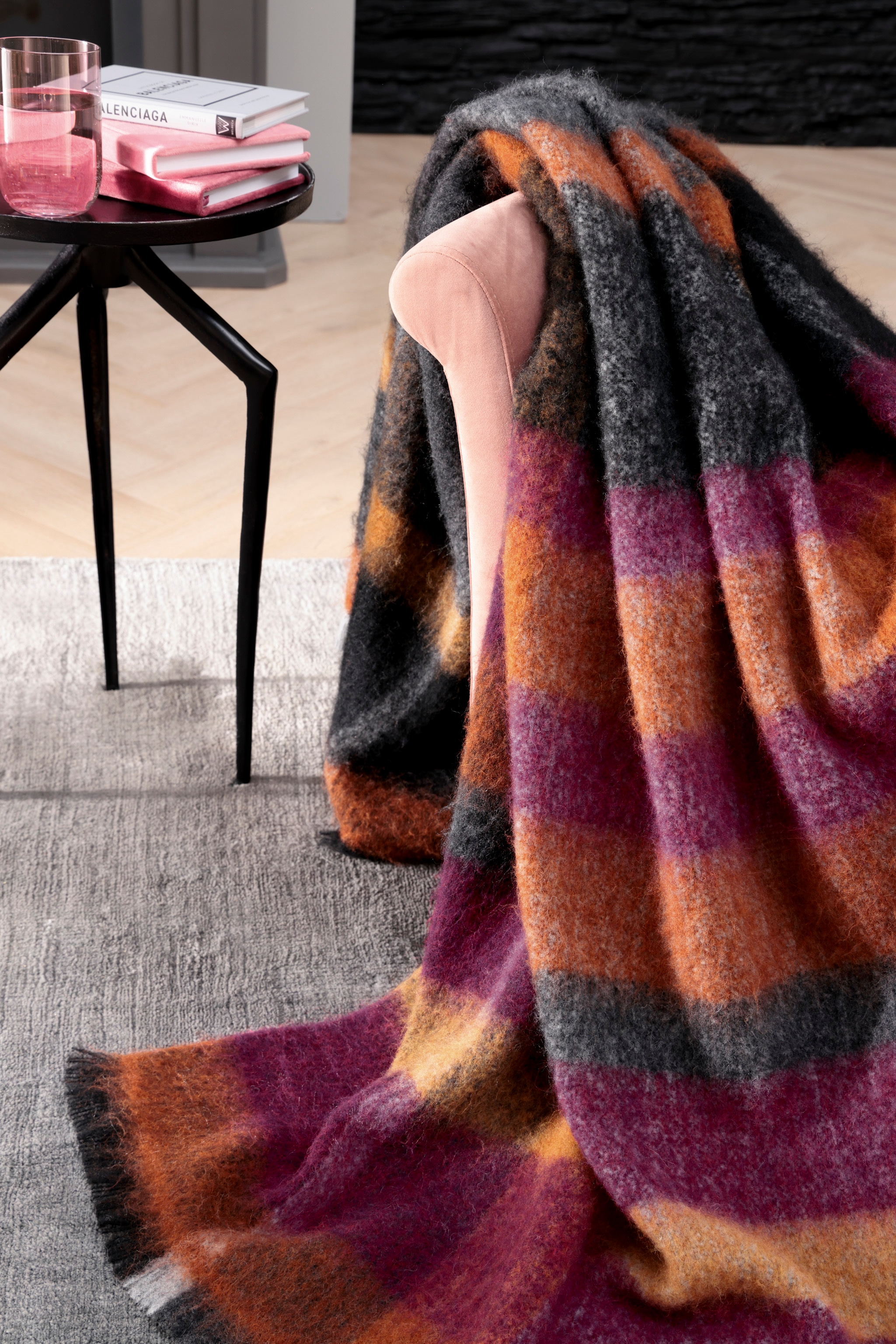 Biederlack Plaid »Mohair Look«, mit Franse