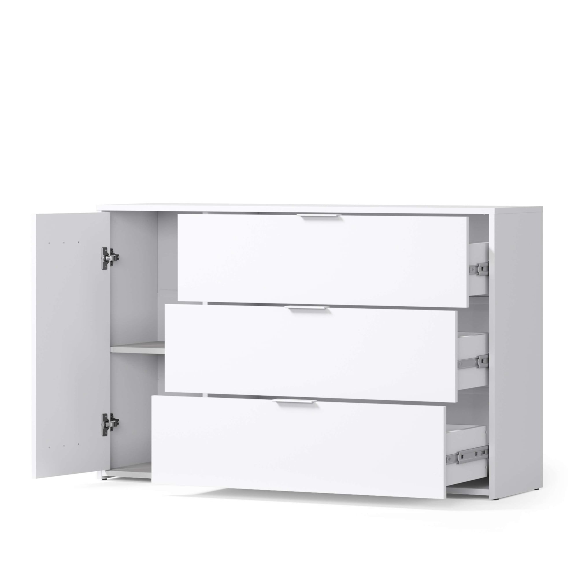 INOSIGN Kommode »Kommode Calera mit Drehtür, 3 Schubladen und MDF-Lamellen«, Kommode B/H/T 125/79,8/35 cm
