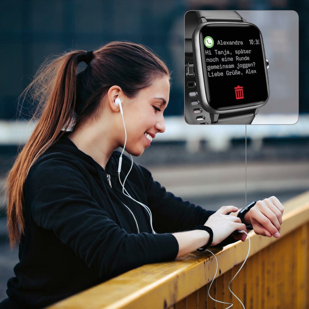Hama Smartwatch »Fitnesstracker wasserdicht GPS Herzfrequenz Kalorien Schritte Timer«