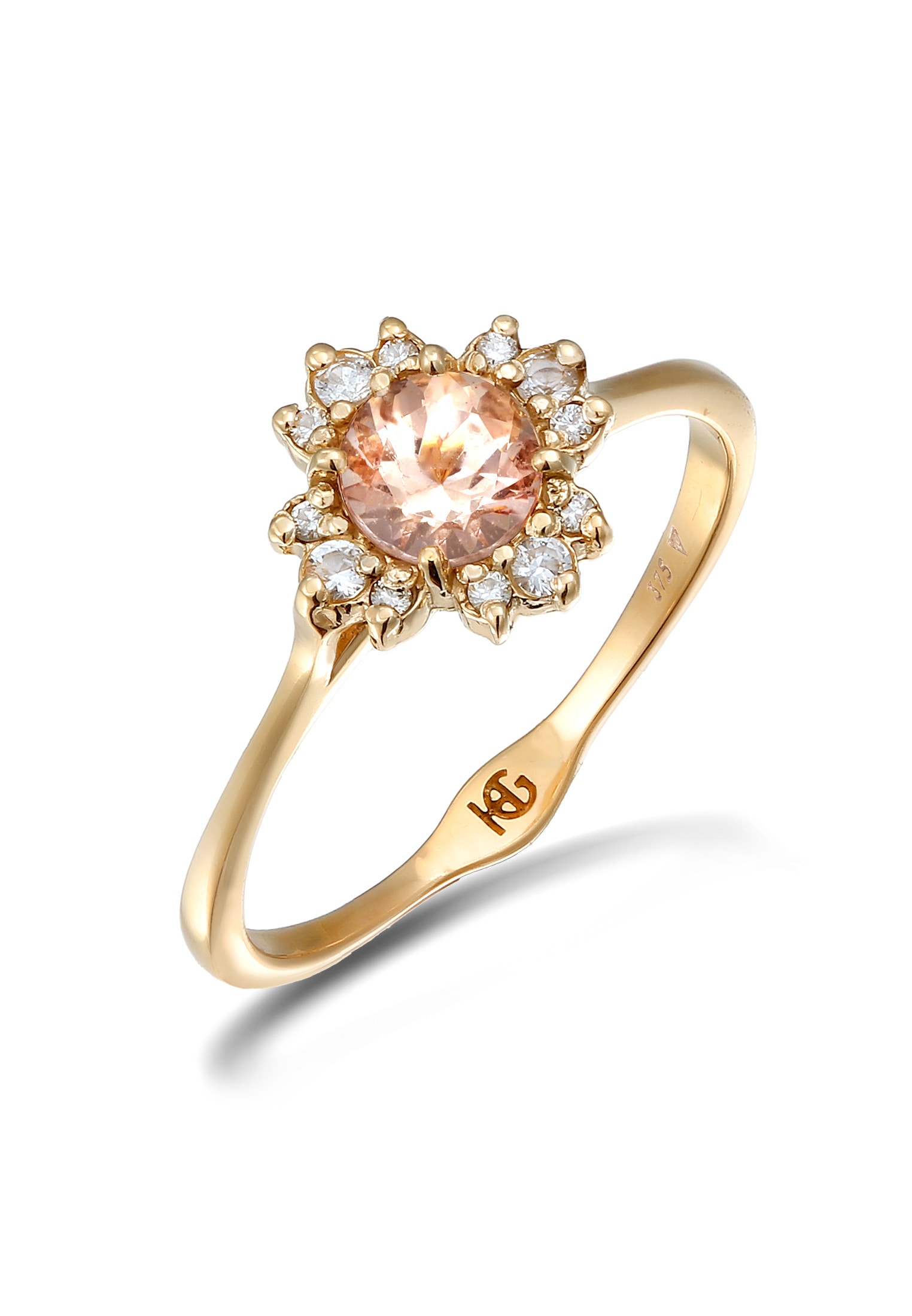HAZE & GLORY Damen Verlobungsring "Ring Diamant Morganit Verlobungsring 375 Gelbgold", 54, Gelbgold 375, gold, Gelbgold 375, Fingerringe