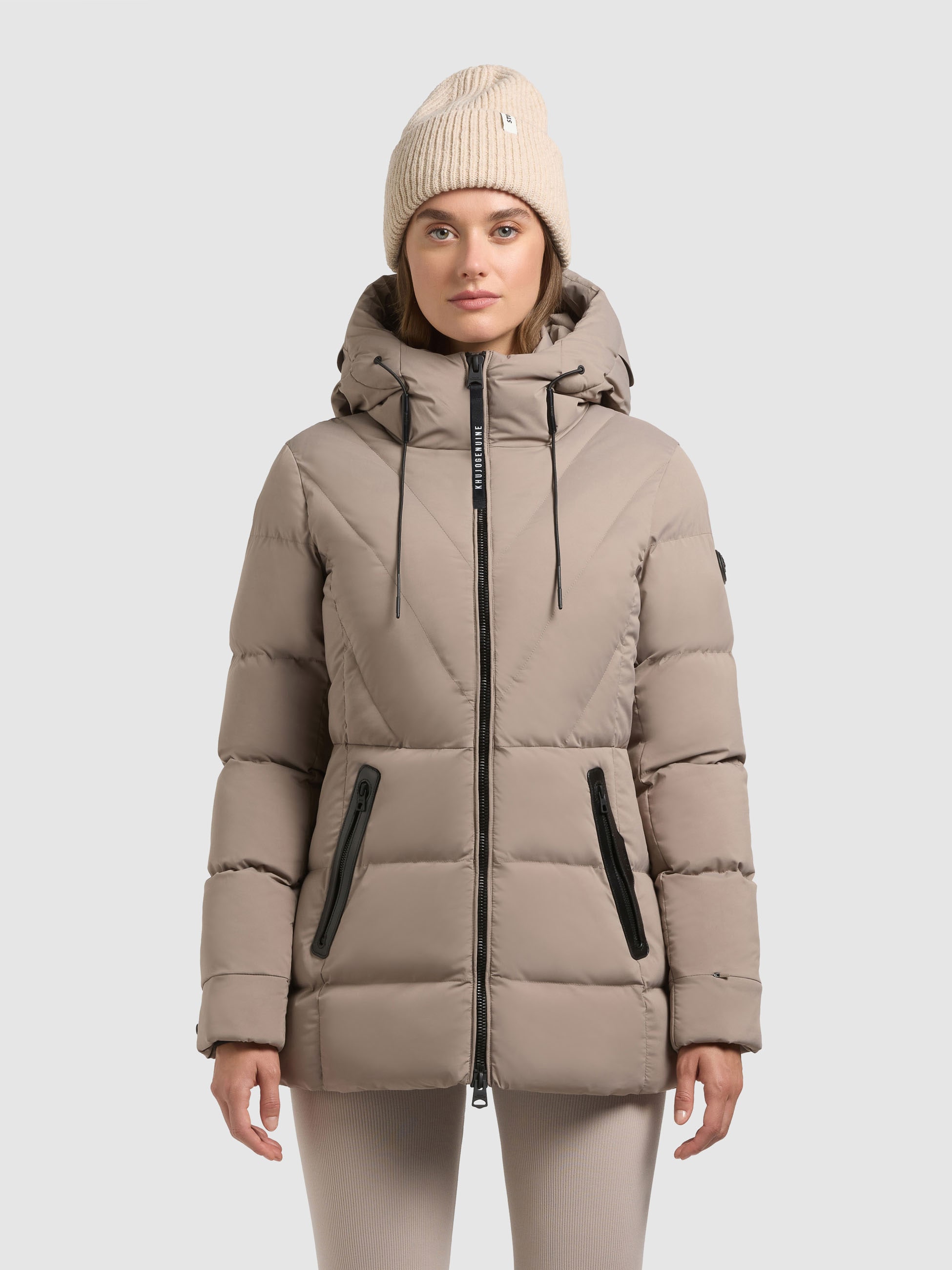 khujo Steppjacke "RABB" mit Kapuze Applikationen aus Lederimitat günstig online kaufen