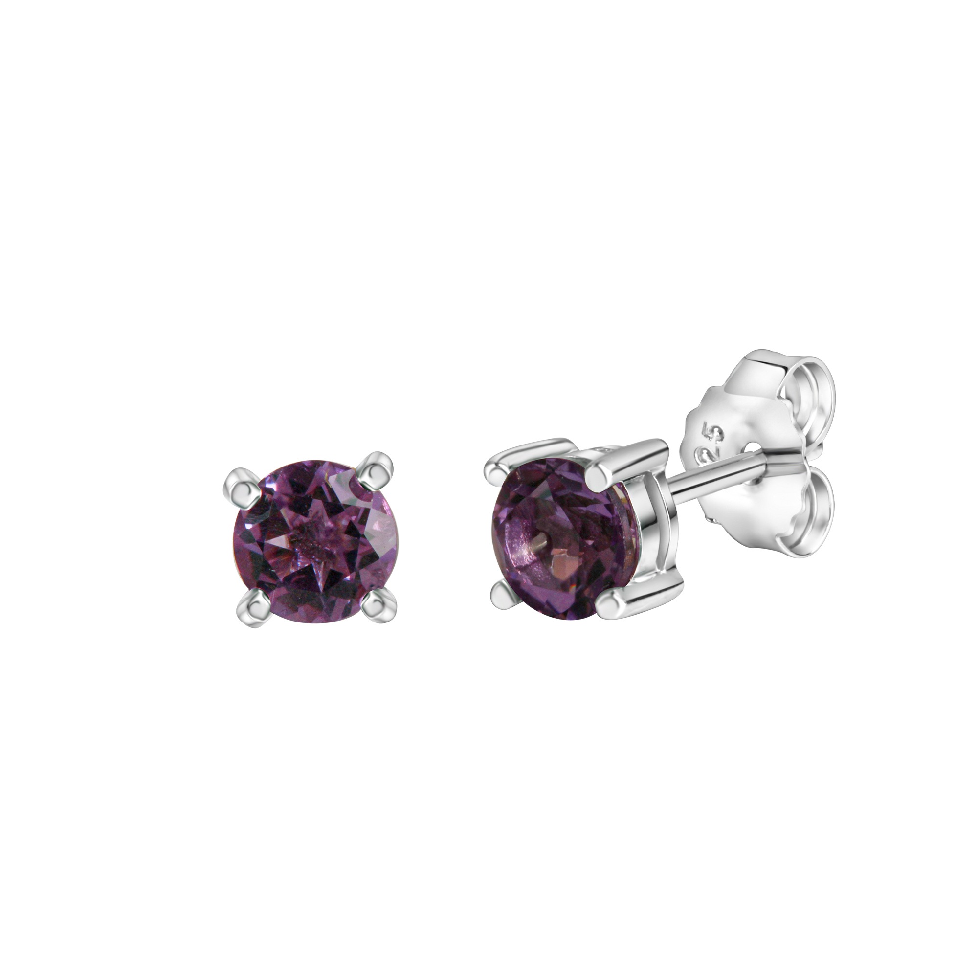 Paar Ohrstecker VIVANCE "925-Sterling Silber rhodiniert Amethyst", weiß (weiß, lila), Ohrringe, Damen, one-size, Silber 925 (Sterlingsilber)
