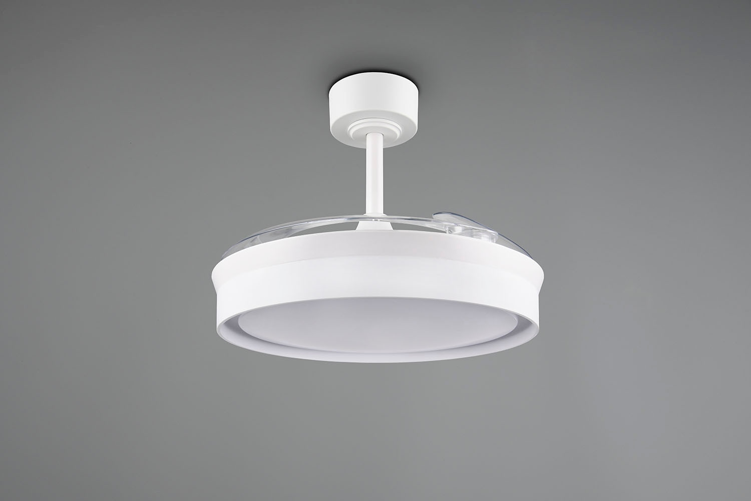 REALITY Leuchten LED Deckenleuchte »KERAVA mit Ventilator, Deckenventilator mit ausklappbaren Flügeln 30W« LED-Board 1 Stk. Farbwechsler | warmweiß - kaltweiß Ø 46 - 106 cm (aufgeklappt), 6 Stufen, LED 30W CCT dimmbar Timer