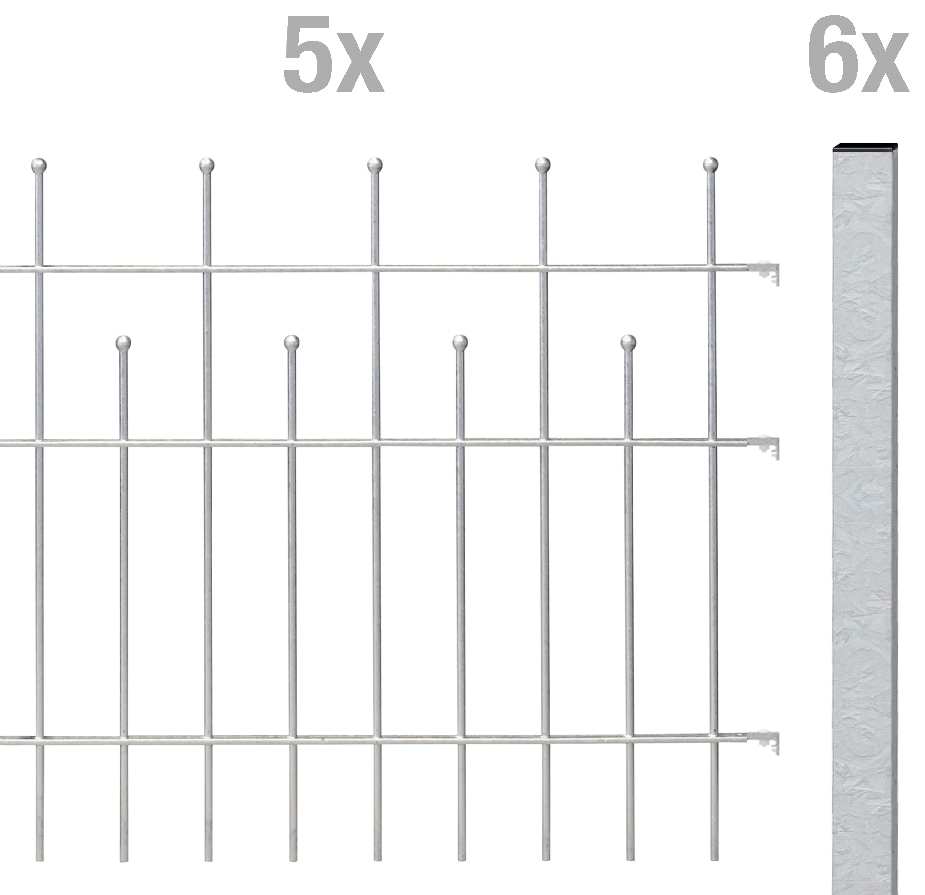 Metallzaun »Madrid«, Gesamtlänge: 10 m, versch. Höhen, feuerverzinkt, zum Einbetonieren