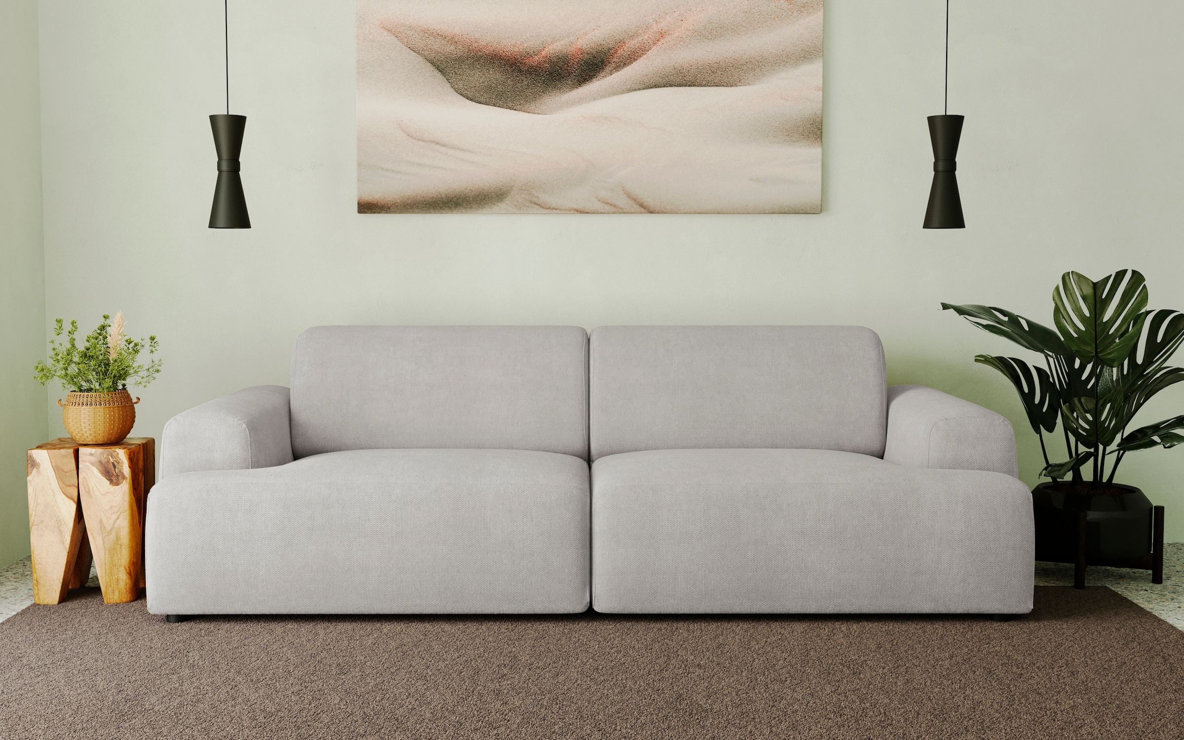 andas 3-Sitzer »Linkka, Breite 237 cm«, in einem weichen Chenille-Stoff, mit Wellenunterfederung