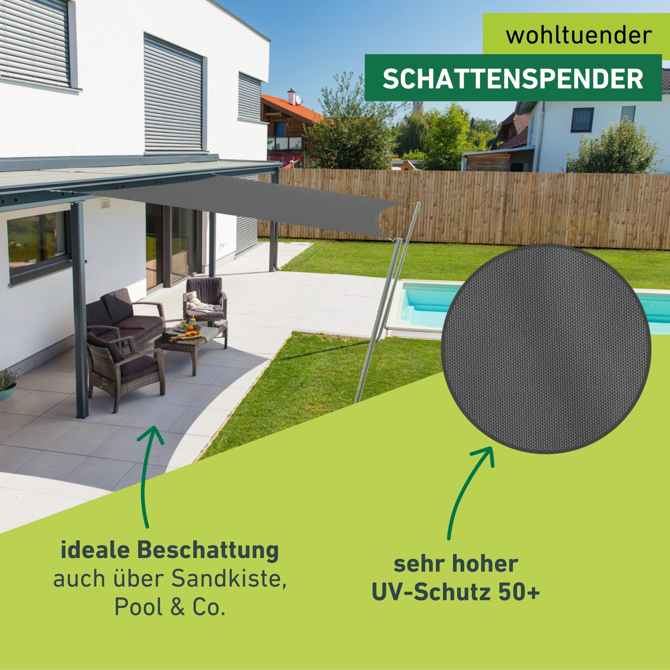 Windhager Sonnensegel »Cannes, Quadrat Segel zur Beschattung von Garten, Terrasse, Balkon« Sonnenschutz 4 x 4 m, erhältlich in anthrazit, grau, taupe oder weiß
