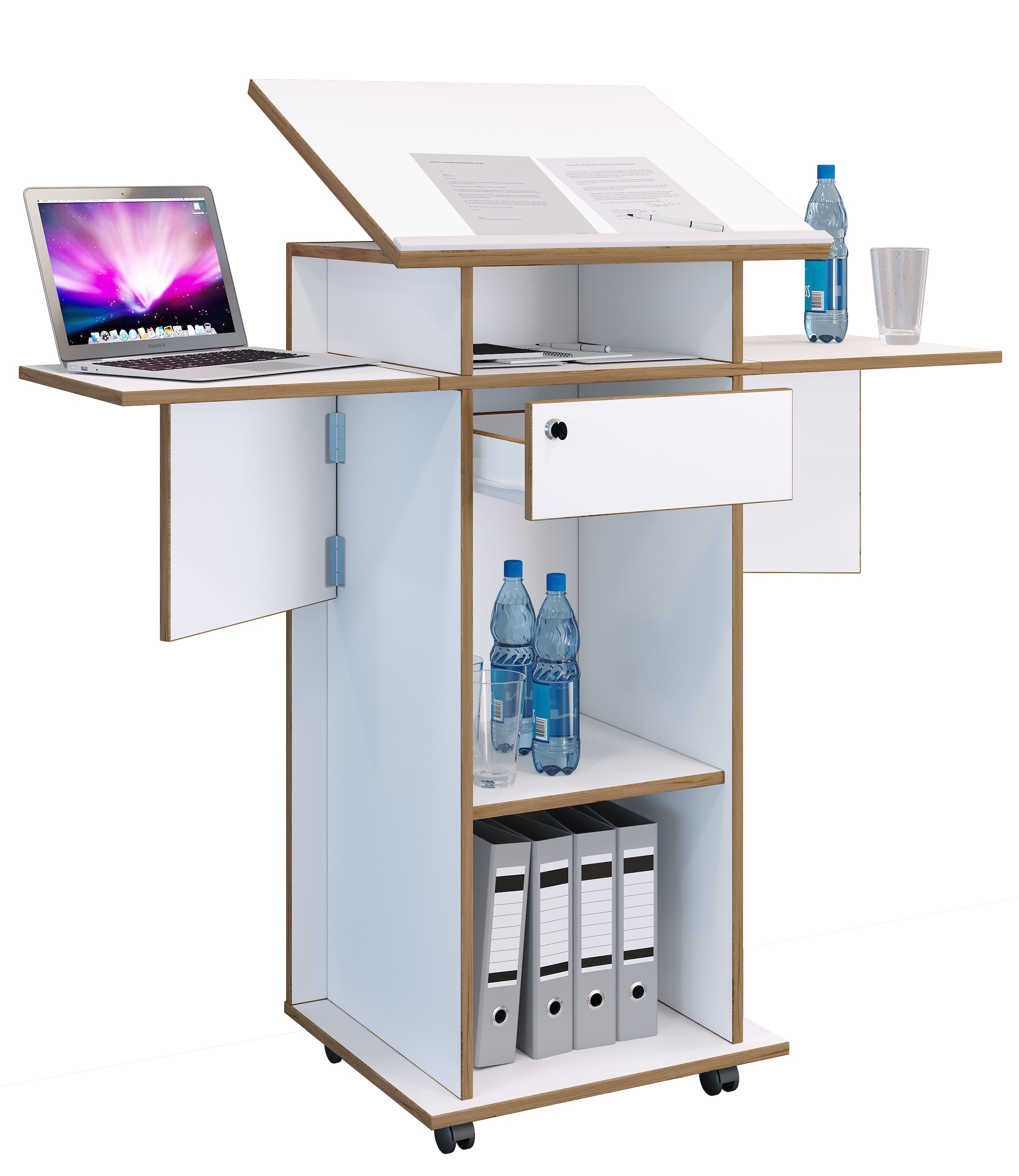 VCM Stehpult "Holz Stehpult Rednerpult Stehtisch Rollen Salia" 1 Stk. tlg.