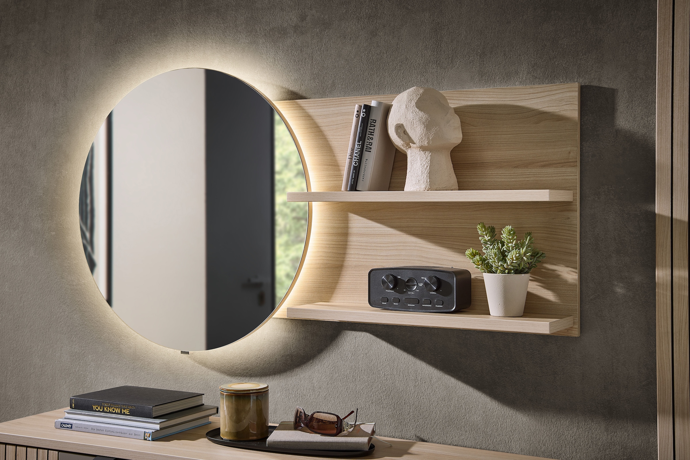 Innostyle Spiegel »Pisa Spiegel« LED-Beleuchtung, große Fläche, 2 Fachböden