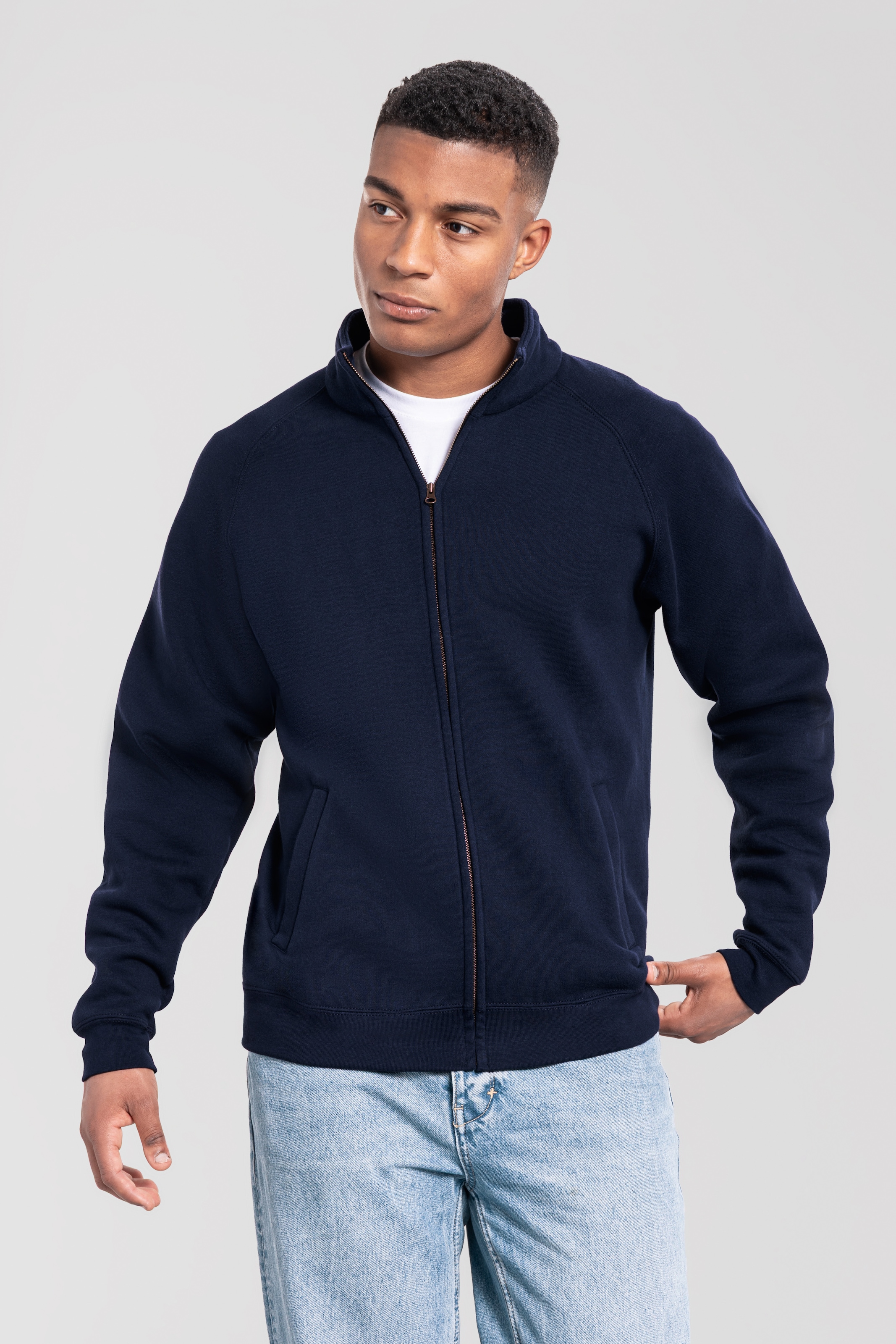 Fruit of the Loom "Iconic Premium Sweat Jacket" mit Eingrifftaschen, meliert, in normaler Länge