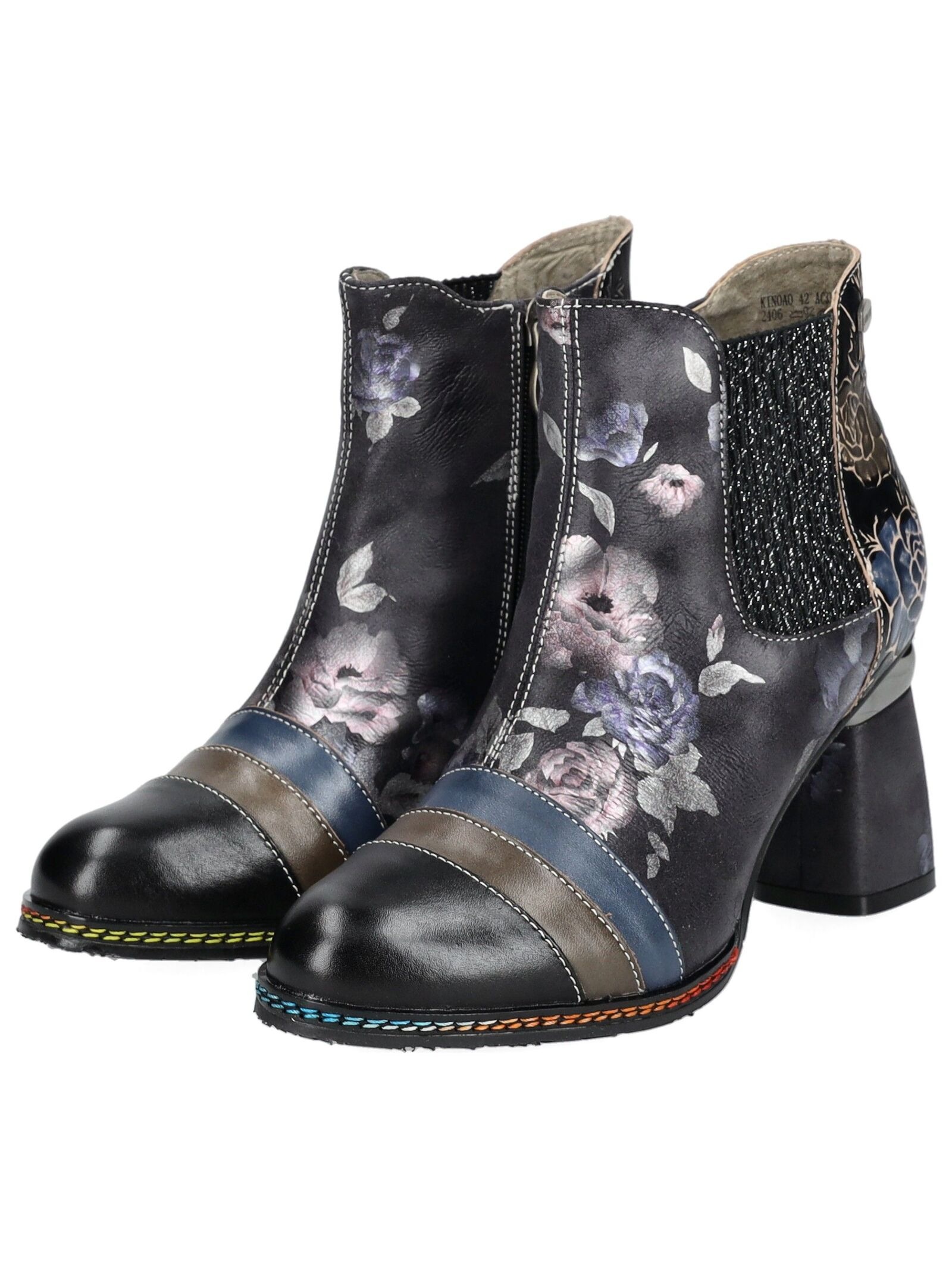 High-Heel-Stiefelette LAURA VITA "LAURA VITA Stiefelette Leder/Textil", Damen, Gr. 38, schwarz, Leder, Textil, Schuhe 3