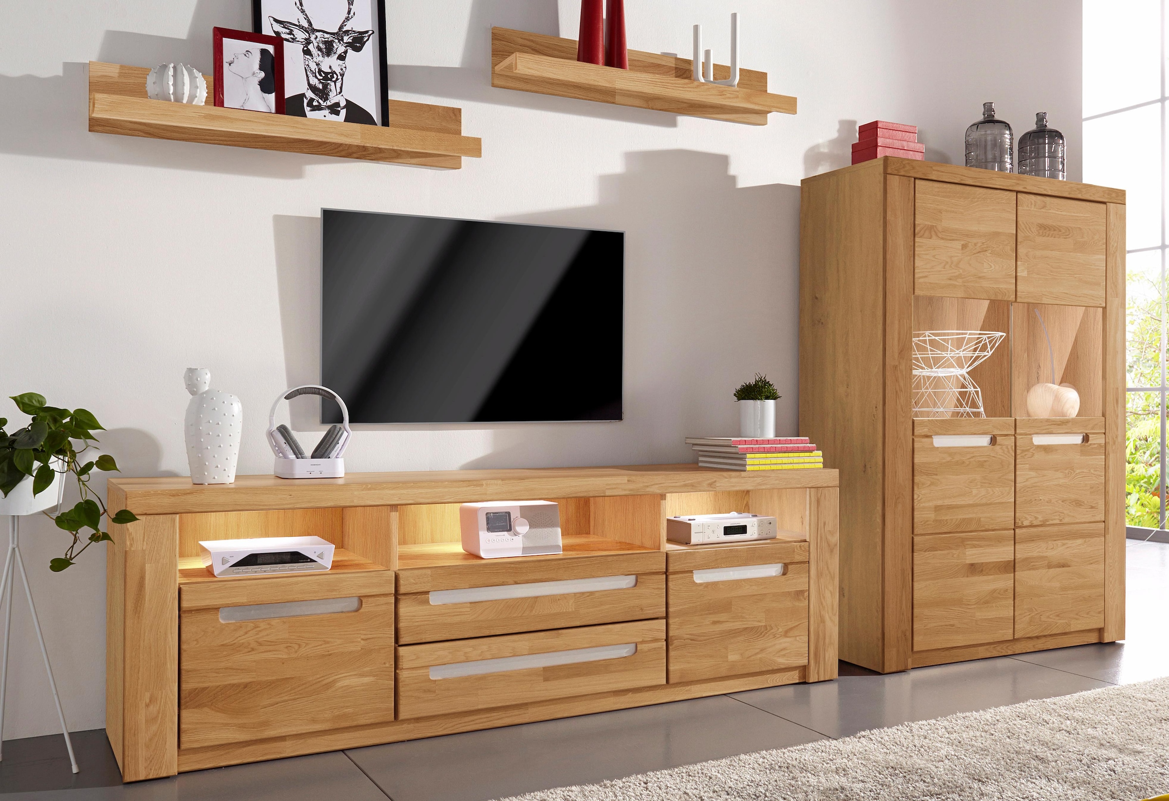 Home affaire Wohnwand "Kolding" Set, 4 Stk. tlg. teilmassives Holz günstig online kaufen