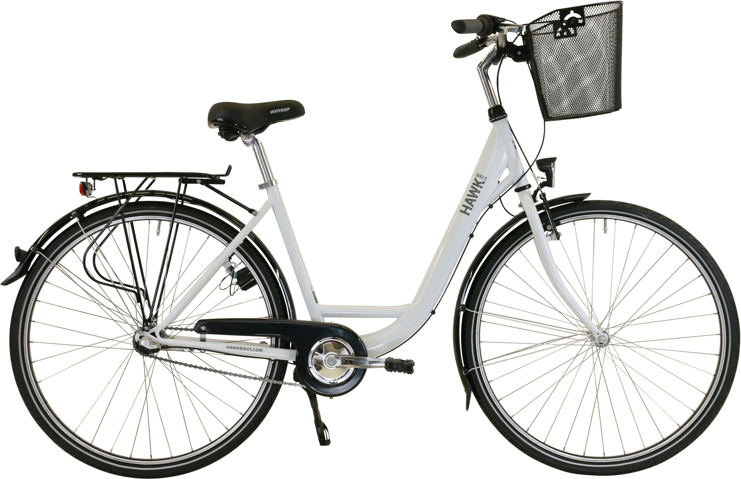 HAWK Bikes Cityrad "City Wave Premium Plus White", 3 Gang, Shimano, Nexus Schaltwerk, für Damen und Herren