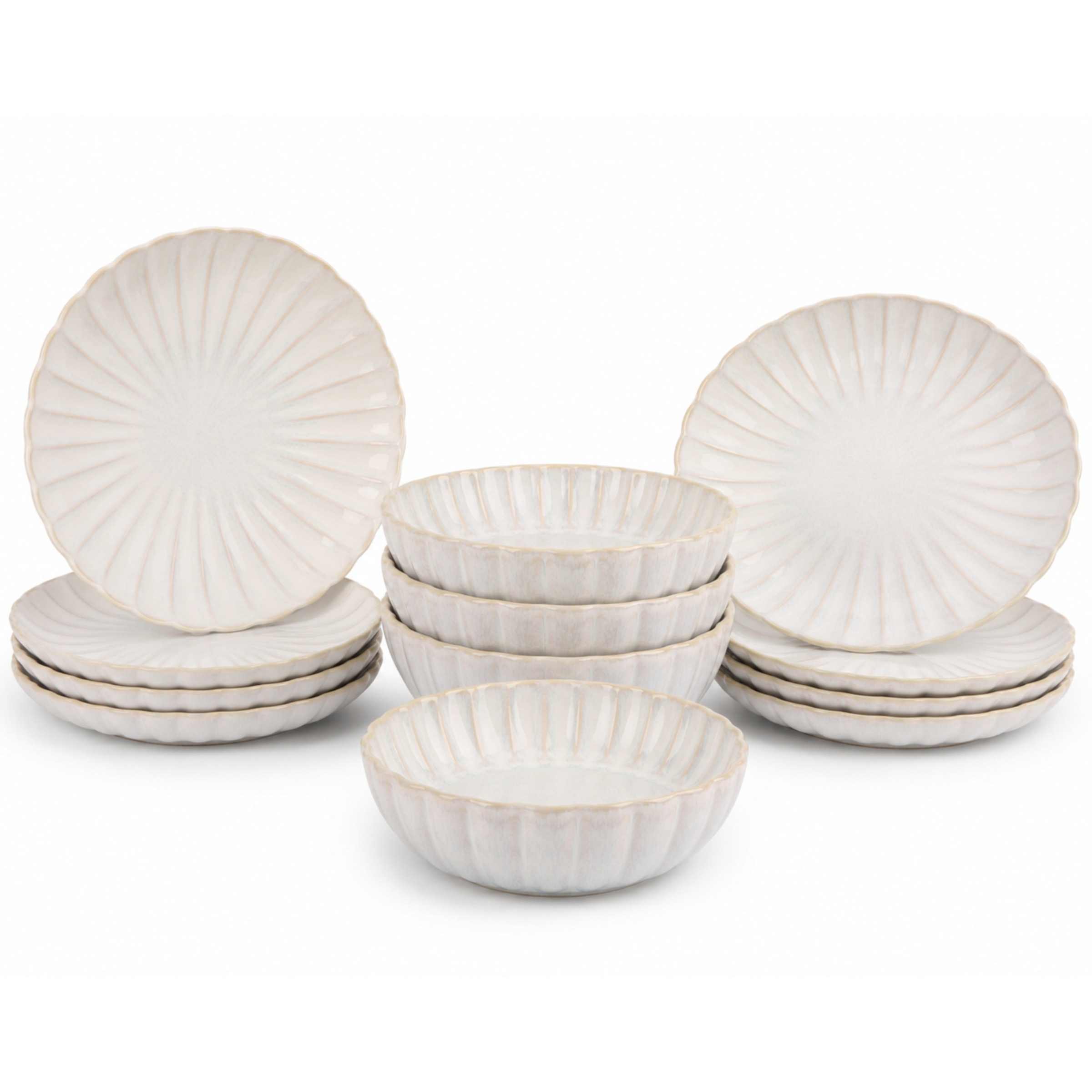 Cosy & Trendy Teller-Set "Astera, Geschirr-Set, 12-tlg." Steinzeug, für 4 Personen, rund, spülmaschinengeeignet