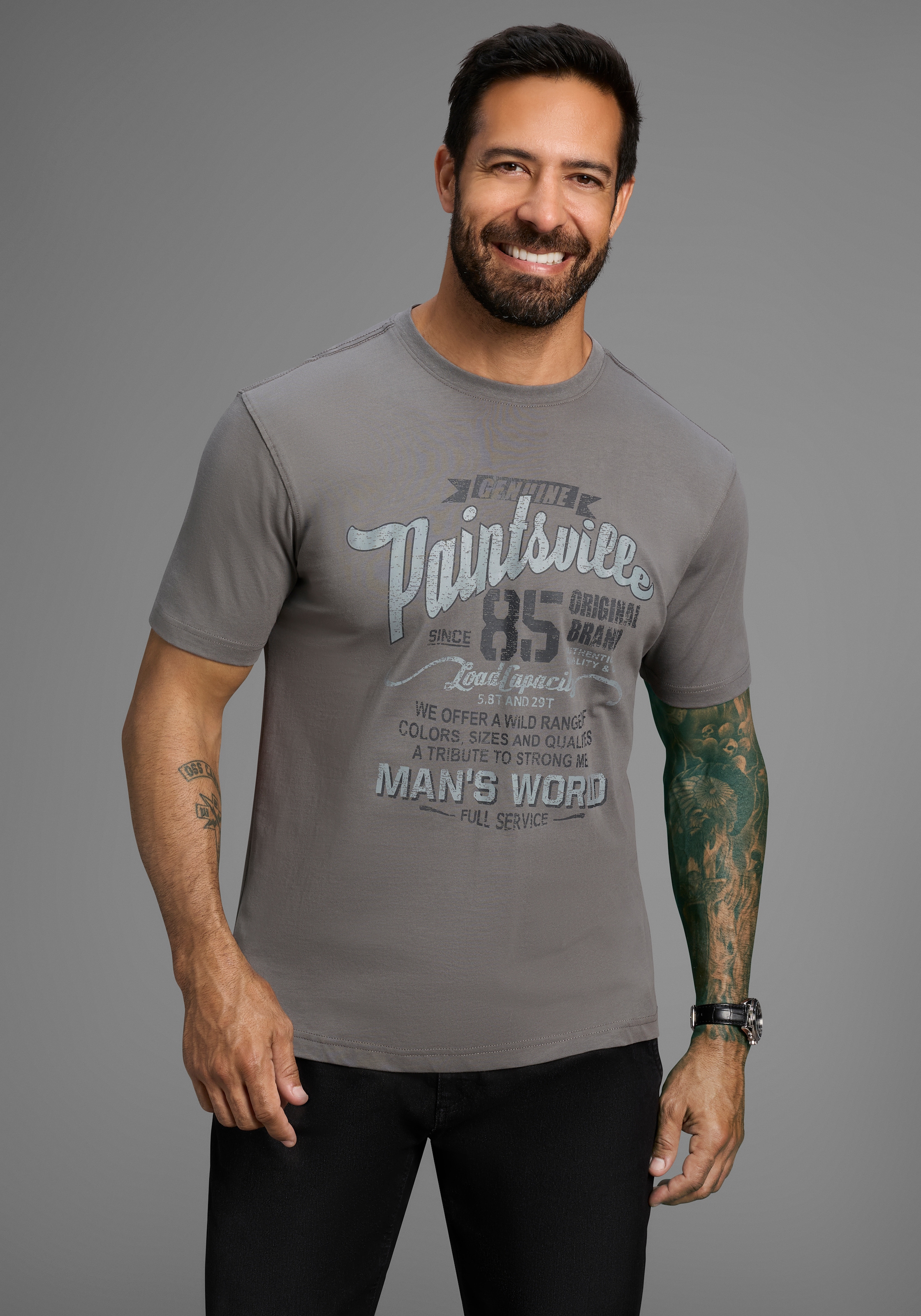 Man's World T-Shirt, Kurzarm, mit stylischem Print, Rundhalsausschnitt, aus Baumwolle