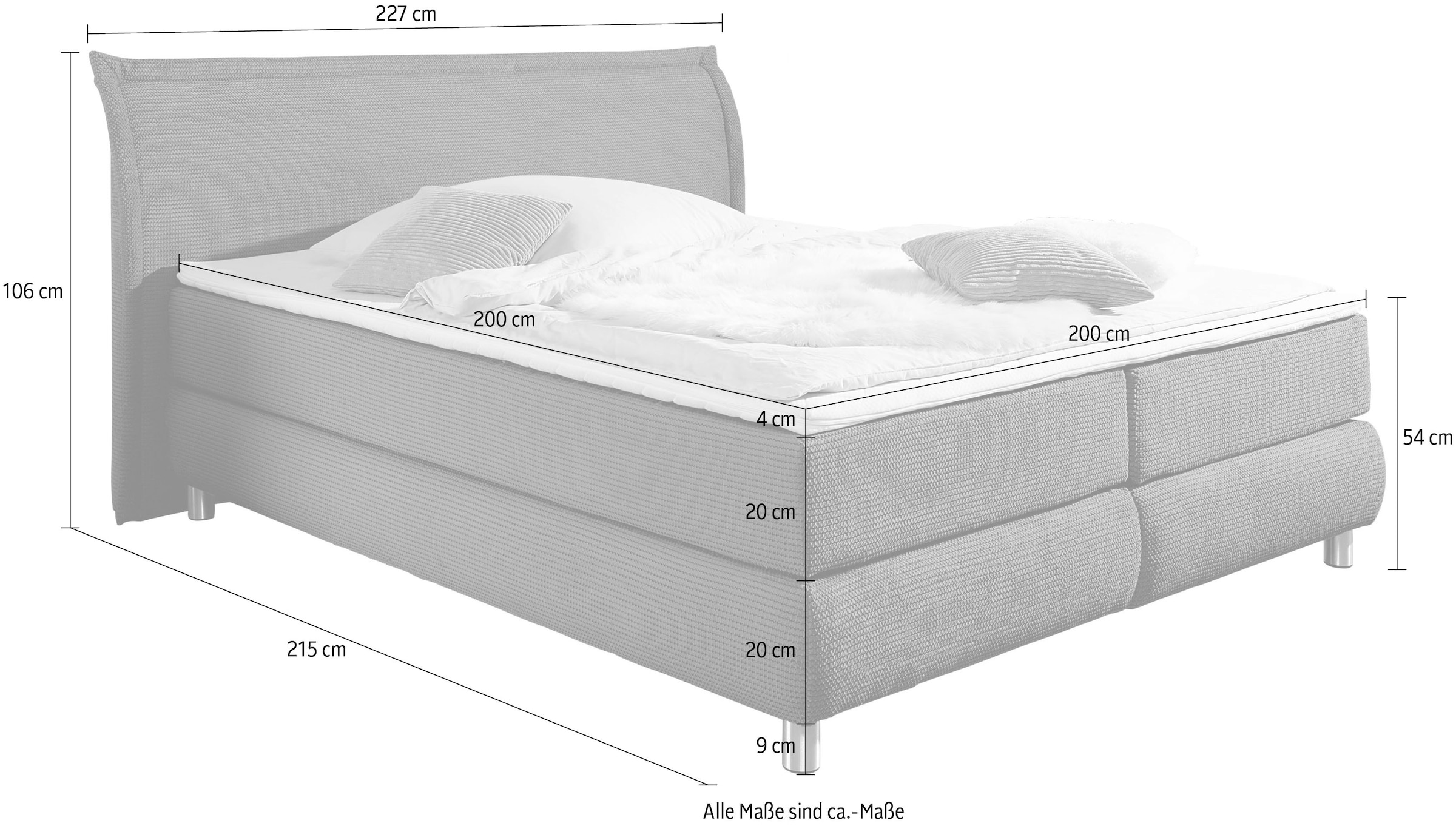 INOSIGN Boxspringbett »"Coloma"«, in H2, H3 oder H4 erhältlich