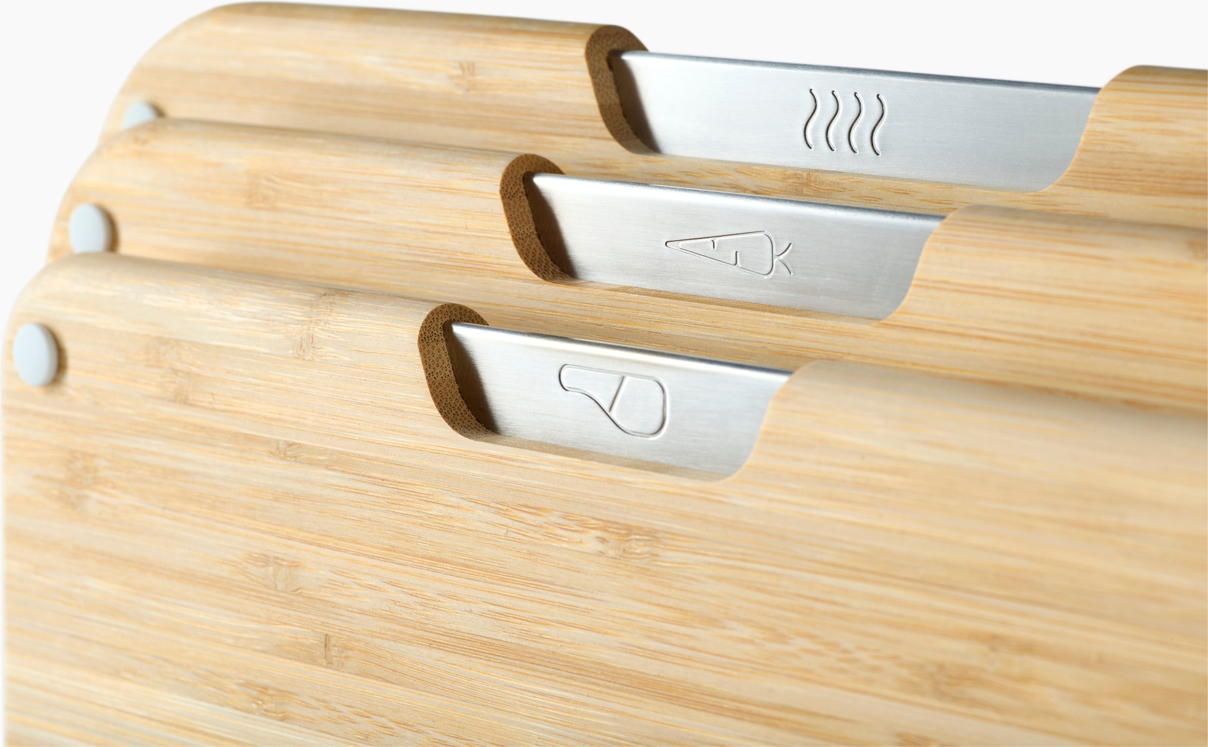 Joseph Joseph Schneidebrett »Nest Boards Bamboo 3-teiliges Schneidebrett-Set« mit Symbolen um Kreukontamination zu vermeiden