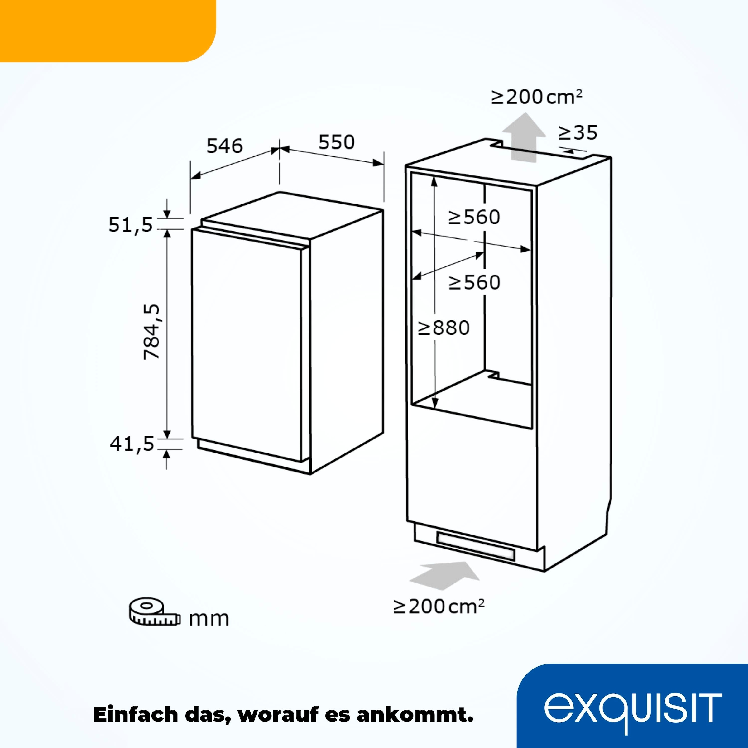 exquisit Einbaukühlschrank »EKS5131-V-FE-O90E« 87,8 cm hoch 55 cm breit