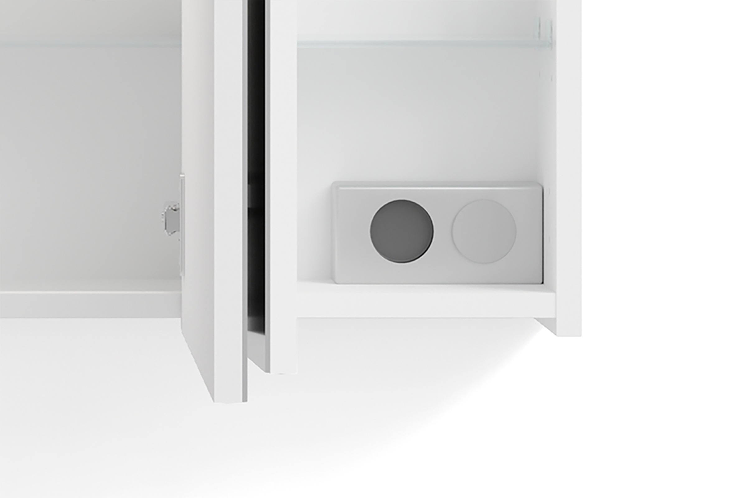 byLIVING Spiegelschrank »Serie Spree, in vielen Breiten erhältlich« Soft-Close, LED Beleuchtung mit Schalter- und Steckdosenbox