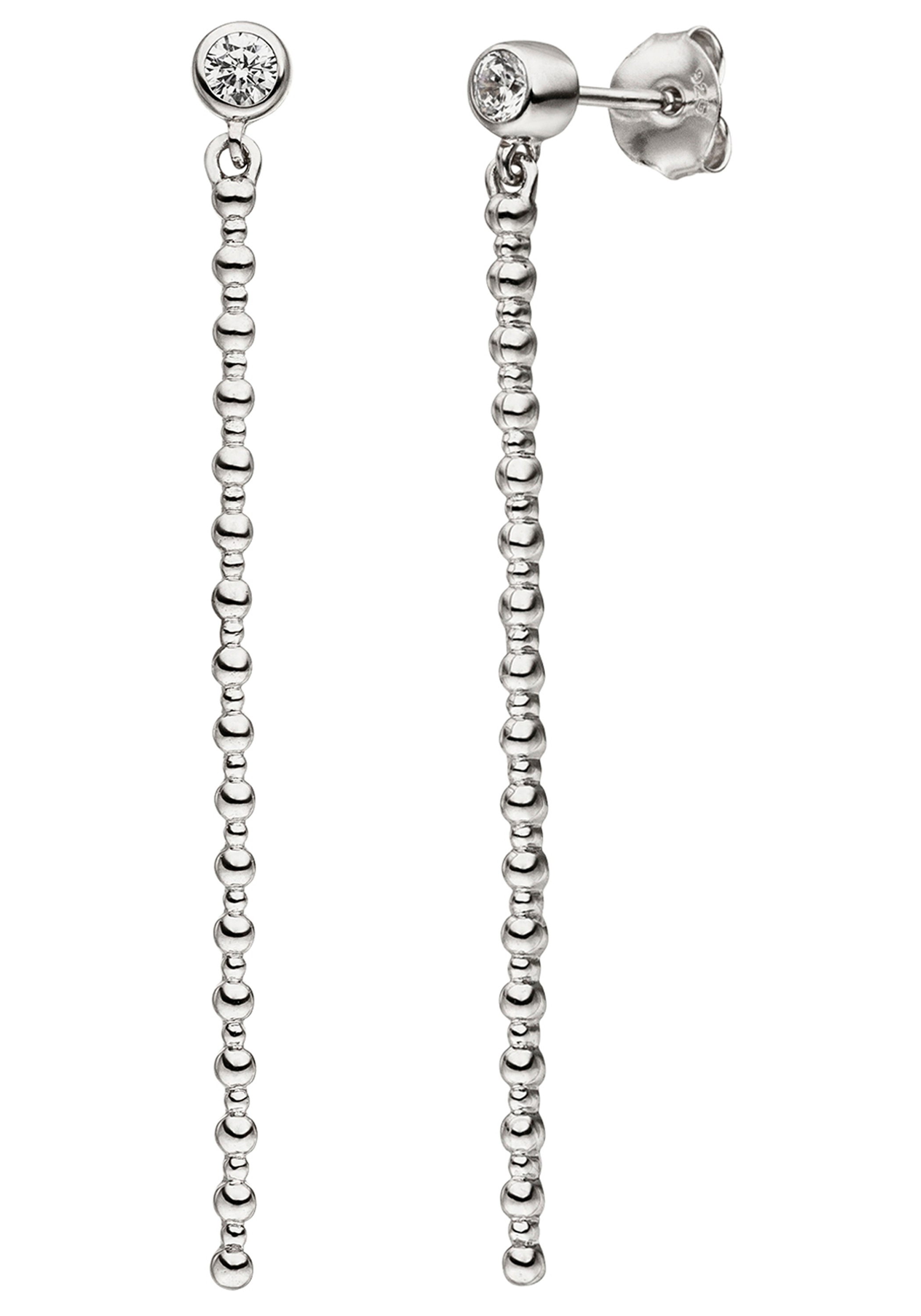 Paar Ohrhänger JOBO "Ohrringe hängend 53 mm lang", silber 925, weiß, Ohrringe, Damen, Silber 925 (Sterlingsilber), 925 Silber mit Zirkonia