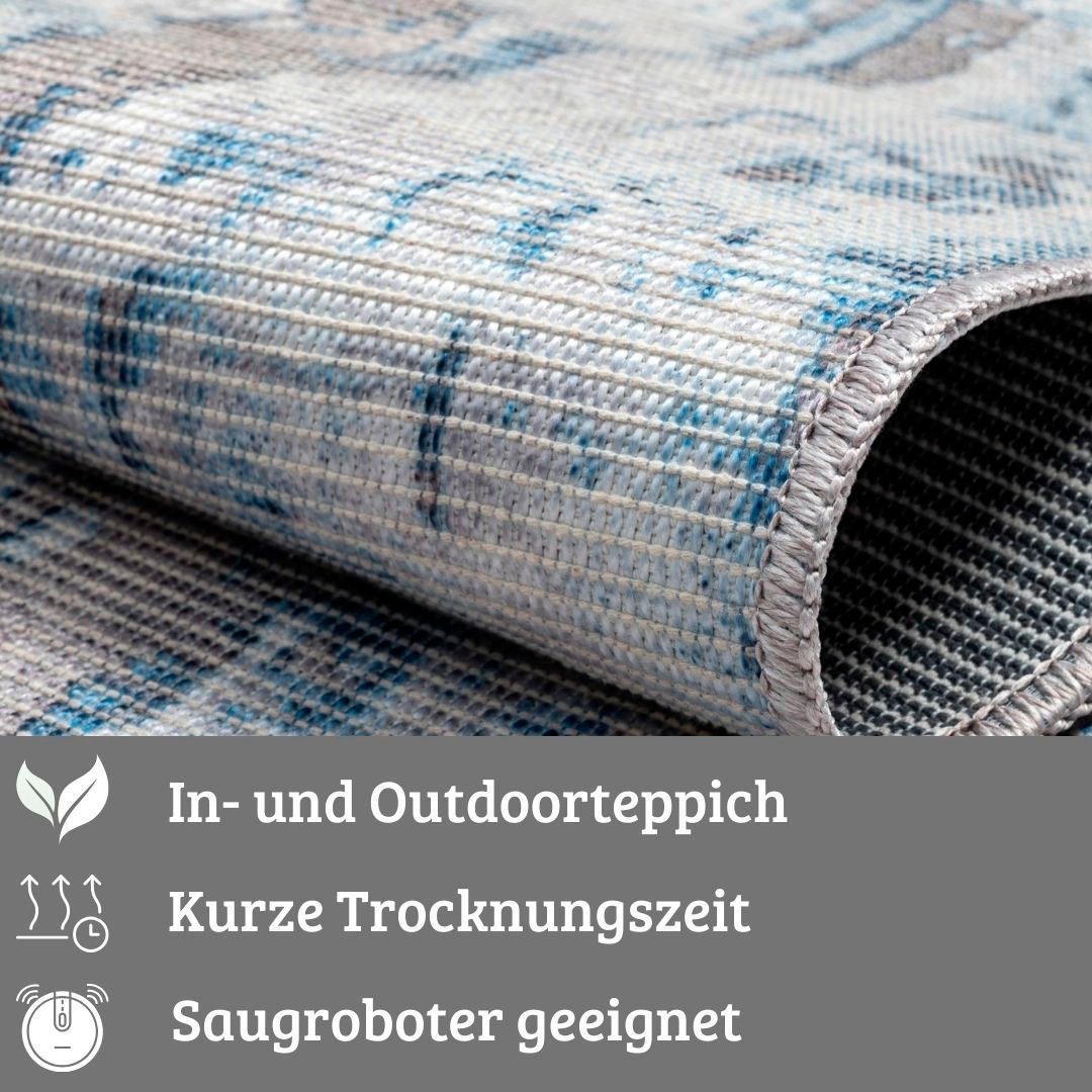 my home Teppich »Mülenen«, rechteckig, 10 mm Höhe, Kurzflor, modernes Design, waschbar, In- und Outdoor geeignet
