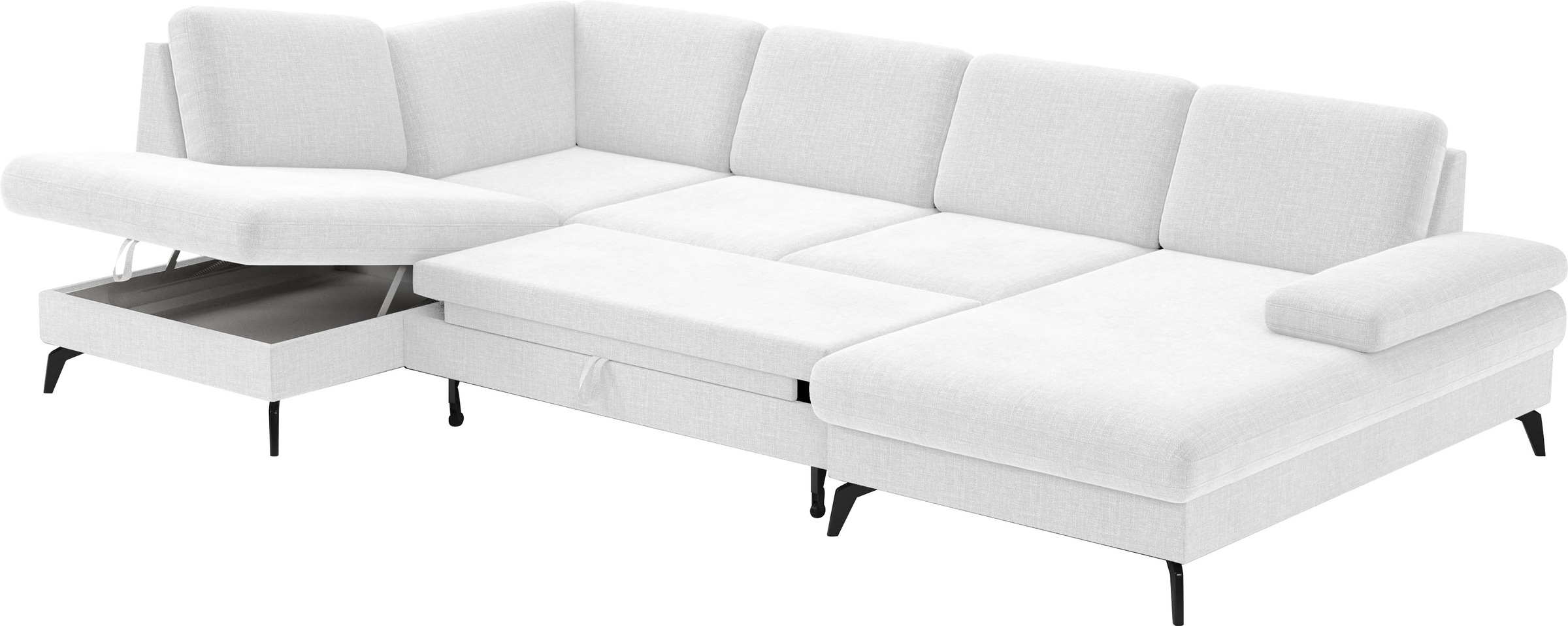 sit&more Wohnlandschaft »Morris U-Form, inkl. Sitztiefenverstellung«, wahlweise mit Armteilverstellung, Bettfunktion & Bettkasten