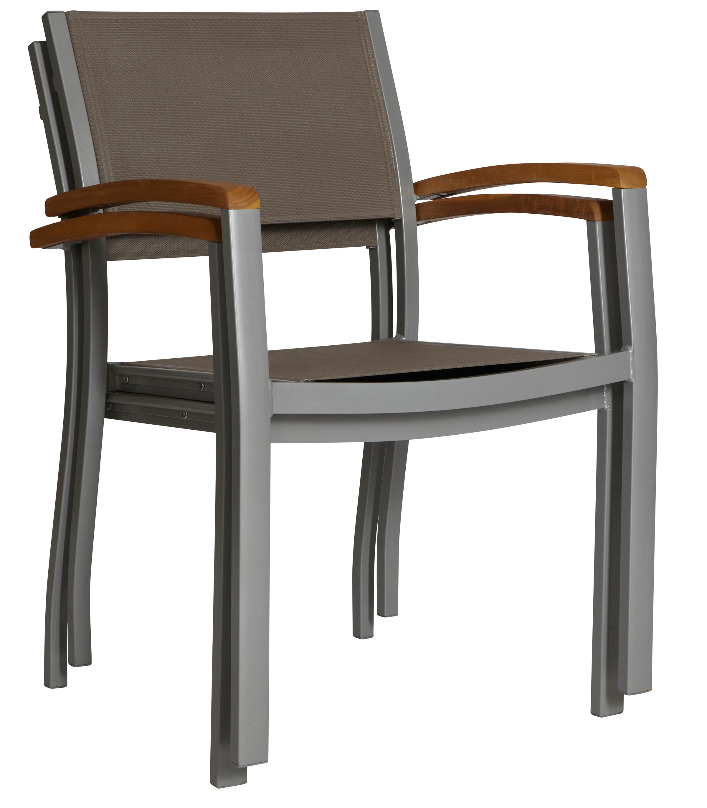 Gartenstuhl MERXX "Monaco", grau, B:59cm H:85cm T:56cm, Stühle, Gartenstuhl, Armstützen aus Akazie, stapelbar 3