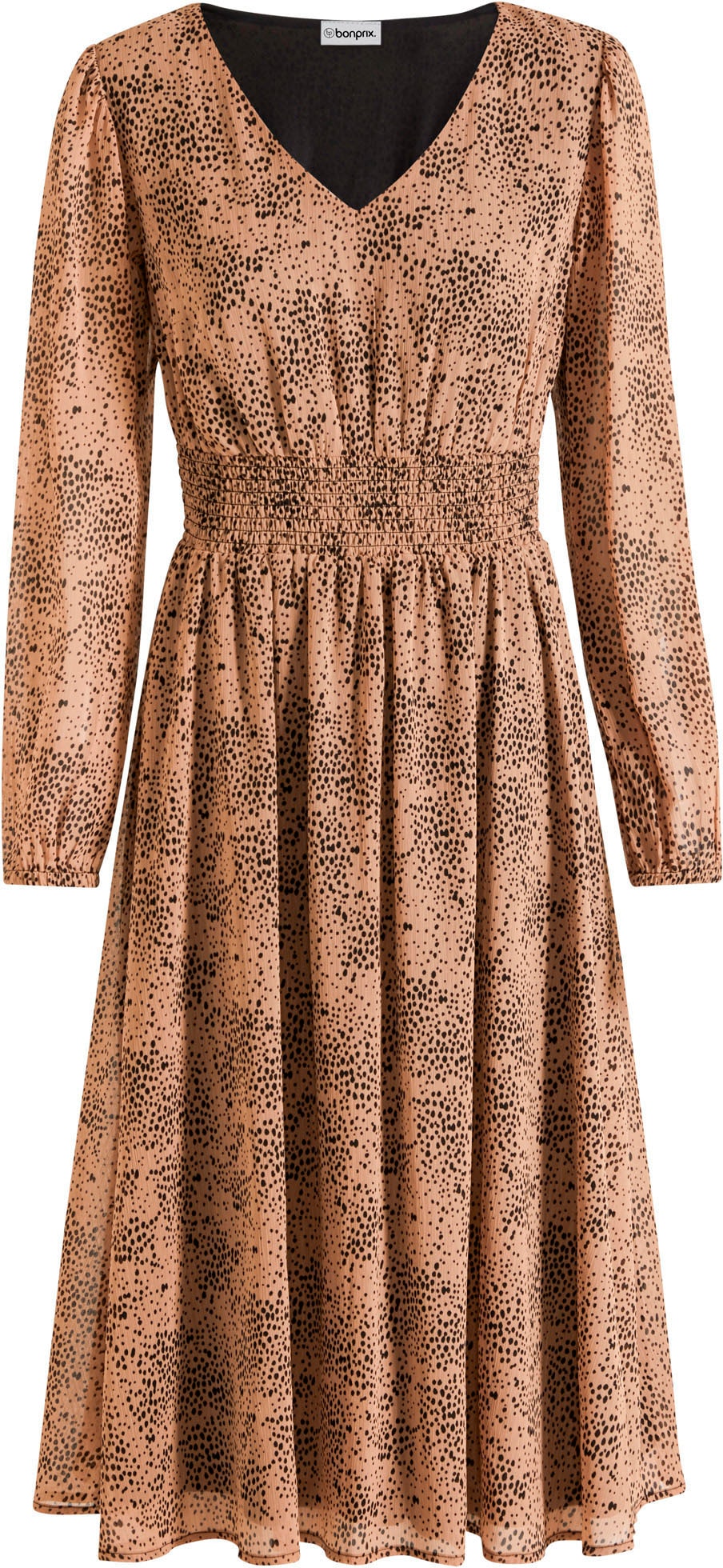 bonprix Chiffonkleid für femininen Look, aus Polyester, figurumspielende Passform