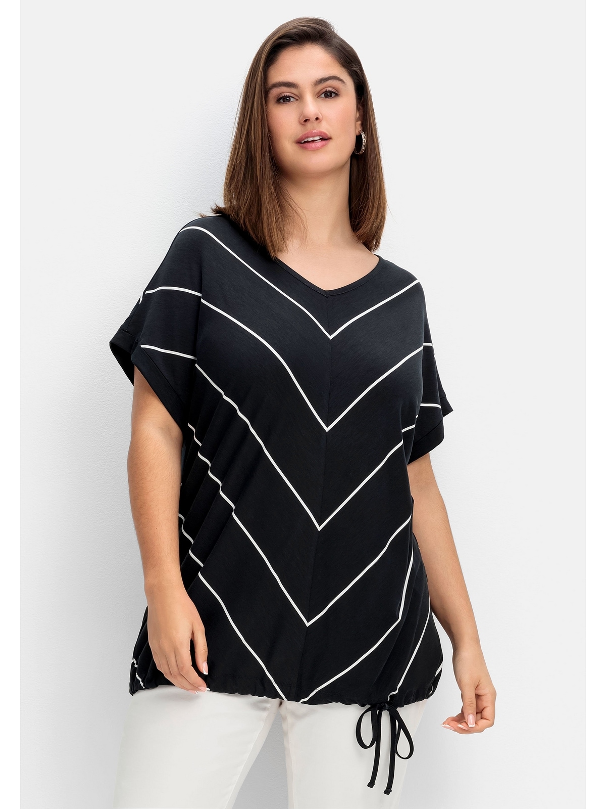 Sheego T-Shirt »Große Größen«, mit kaufen Saum | BAUR am Tunnelzug