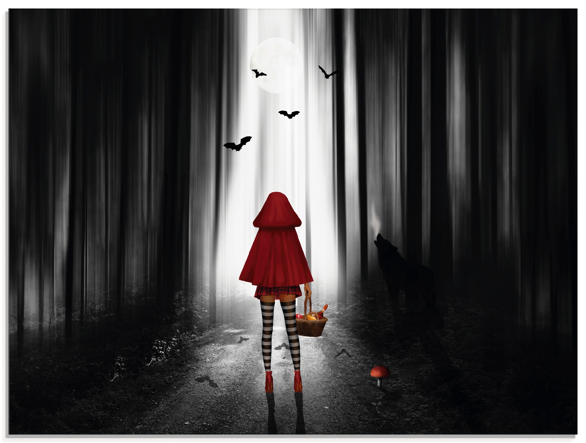 Artland Glasbild "Das Rotkäppchen auf High Heels", Dark Fantasy, (1 St.), i günstig online kaufen