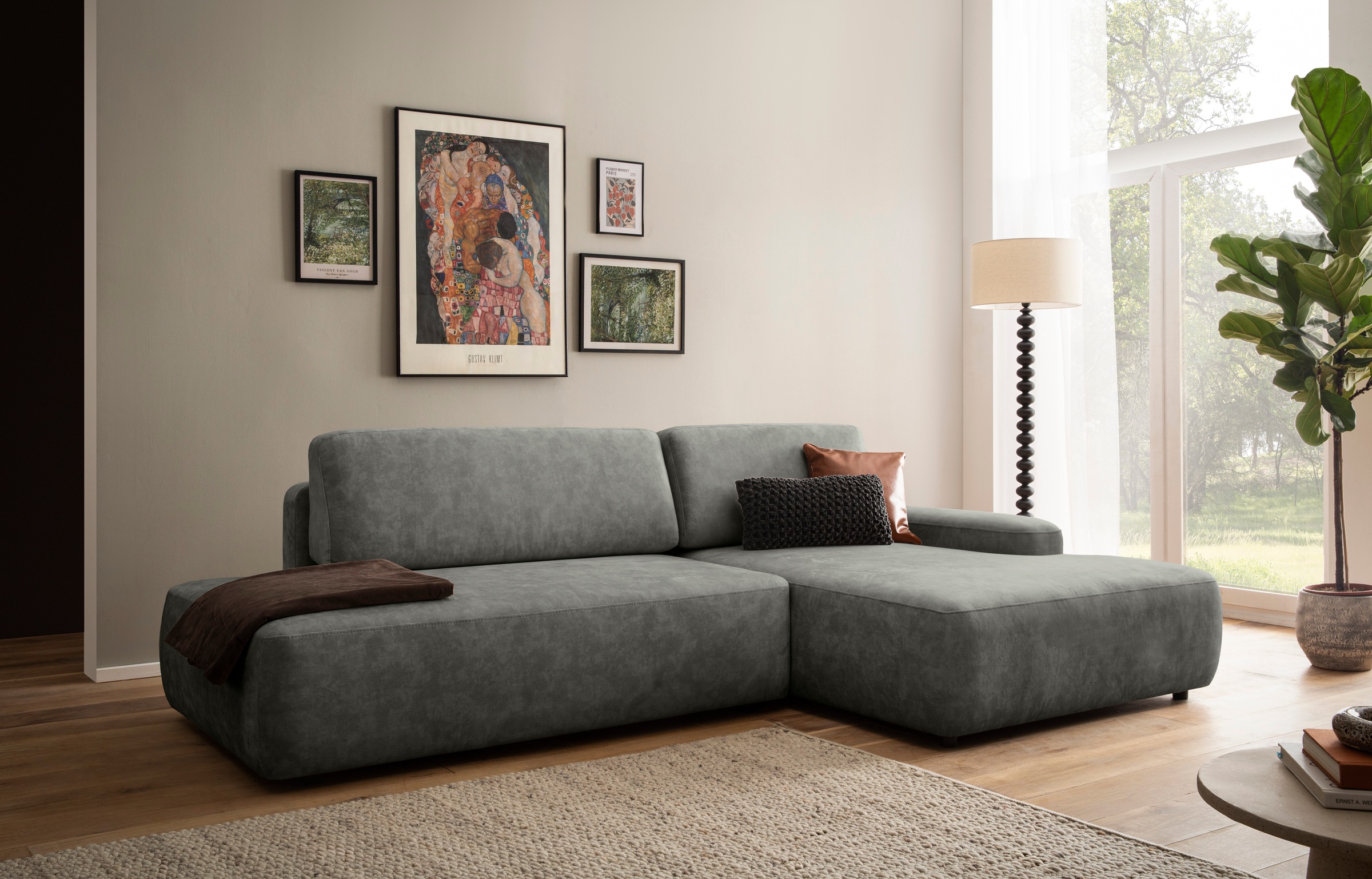 Home affaire Ecksofa "TORGE, Schlafsofa Cord, Samtvelours u. Strukur fein, günstig online kaufen