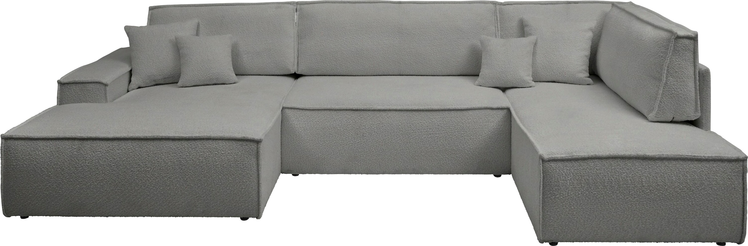 andas Wohnlandschaft »FINNLEY U-Form XXL 329 cm, Schlafsofa, Schlaffunktion m. Bettkasten«, (194/139 cm), Bouclé, Struktur und Cord