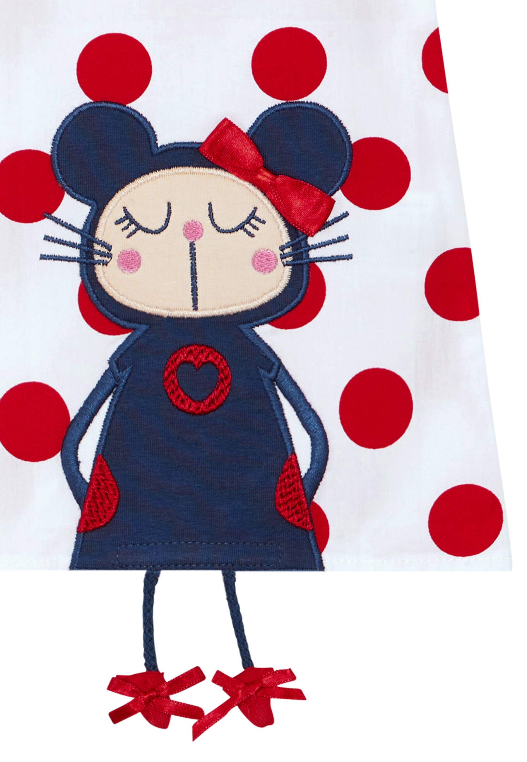 Denokids Hausanzug »Dotted Doll«, (2 tlg.), mit süßer Maus-Applikation