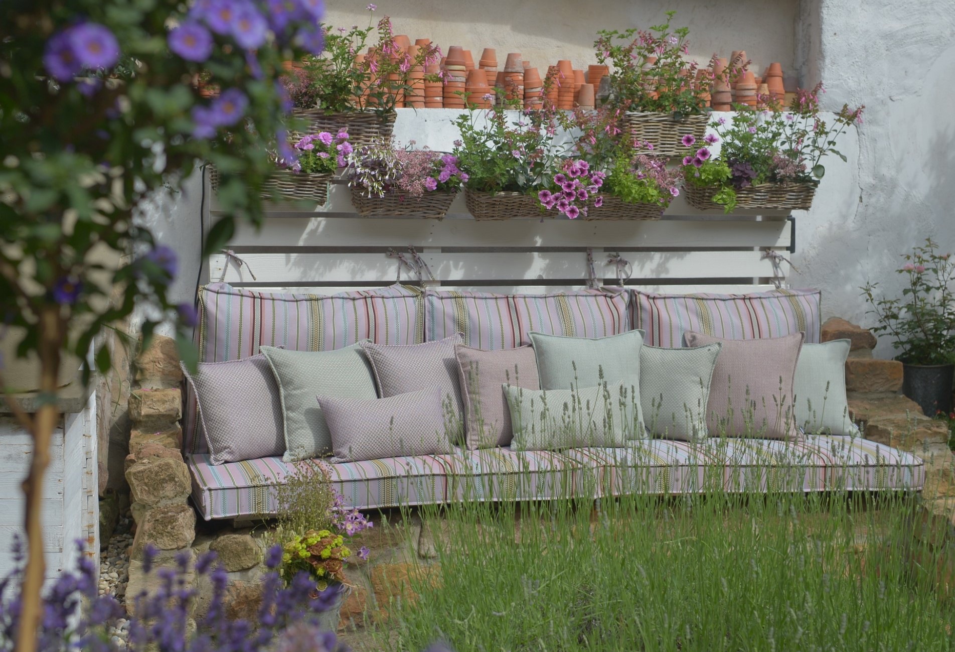 Thumbnail - H.O.C.K. Dekokissen "Linova" Outdoorkissen inkl. Füllung, 45x45cm, Dekokissen, salbei, gemustert