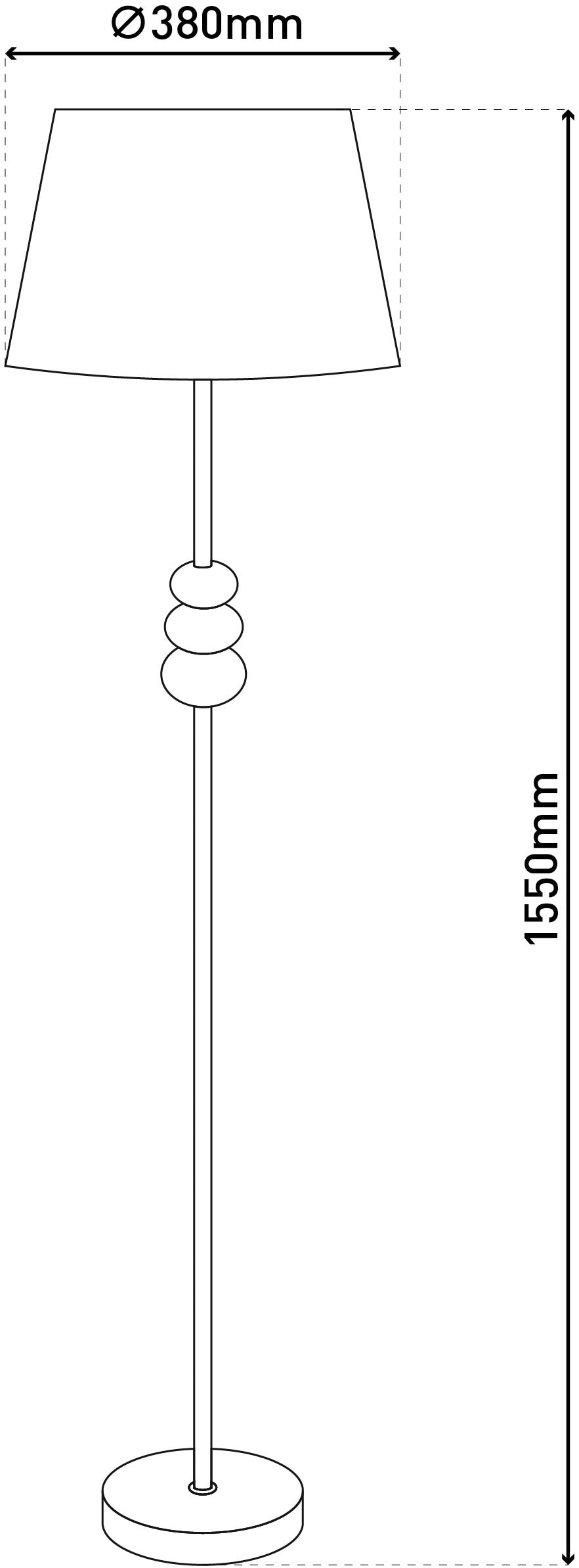 näve Stehlampe »Elina«, 1 flammig, Leuchtmittel E27 | ohne Leuchtmittel, H: 155cm, Textilschirm weiß, E27 max. 40W, Zuleitung 180cm schwarz