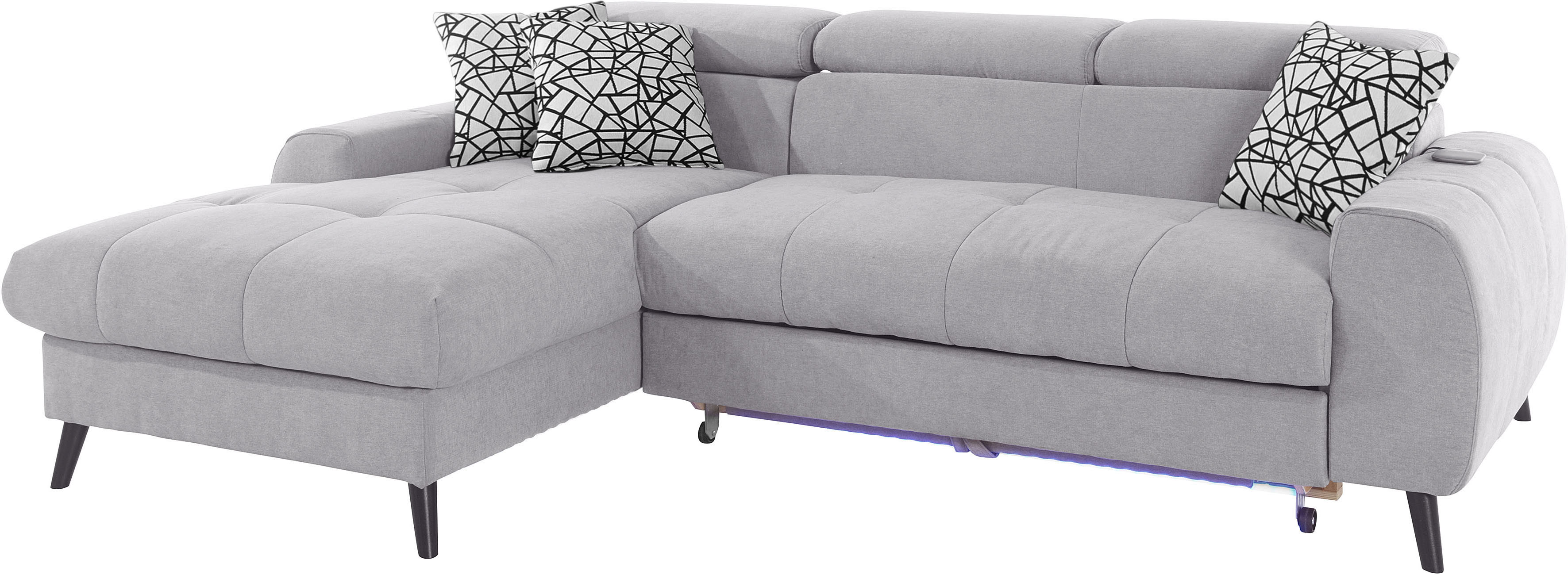 Thumbnail - COTTA Ecksofa "Mia L-Form mit 3 Zierkissen", wahlweise mit Bettfunktion, Bettkasten, Beleuchtung & Wireless-Charger