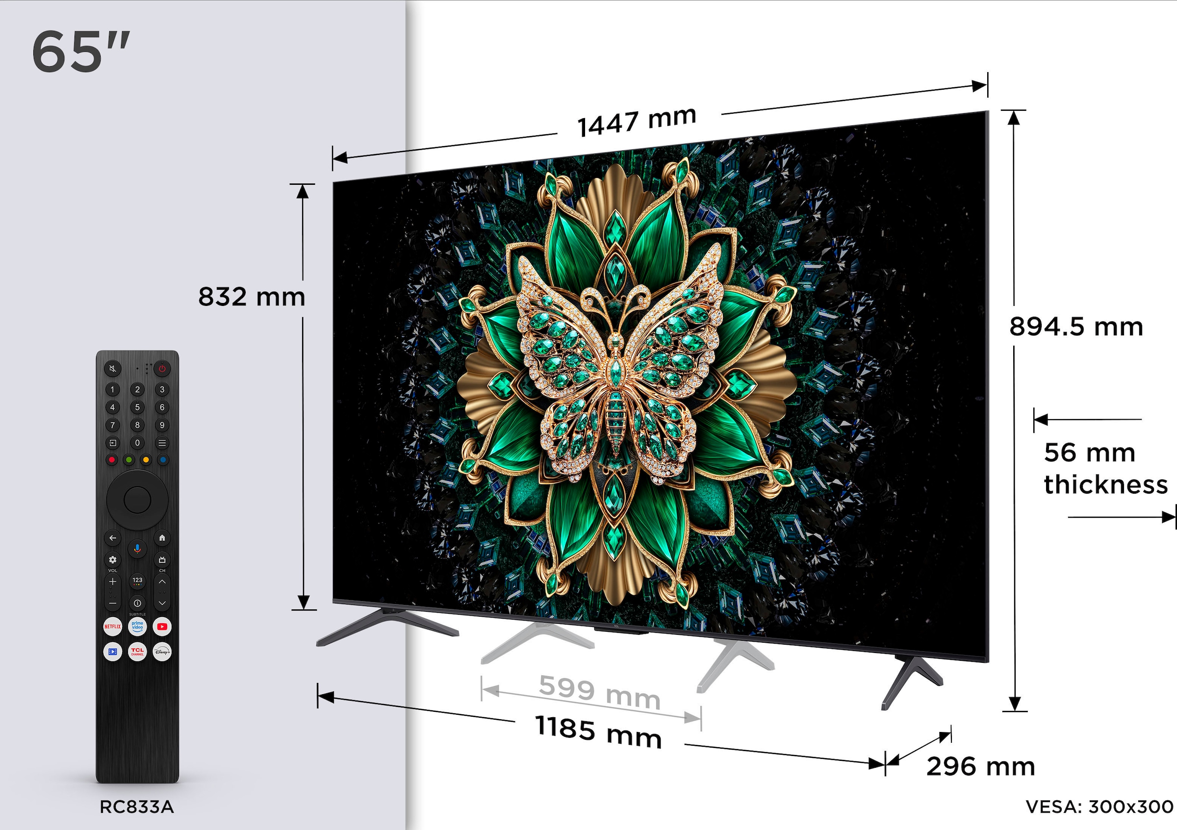 TCL QLED Mini LED-Fernseher »65Q6CX1«, 4K Ultra HD, Smart-TV-Google TV, 144 Hz, 4K HDR Premium, Smart TV, Apple TV, Multi-HDR und Dolby Vision
