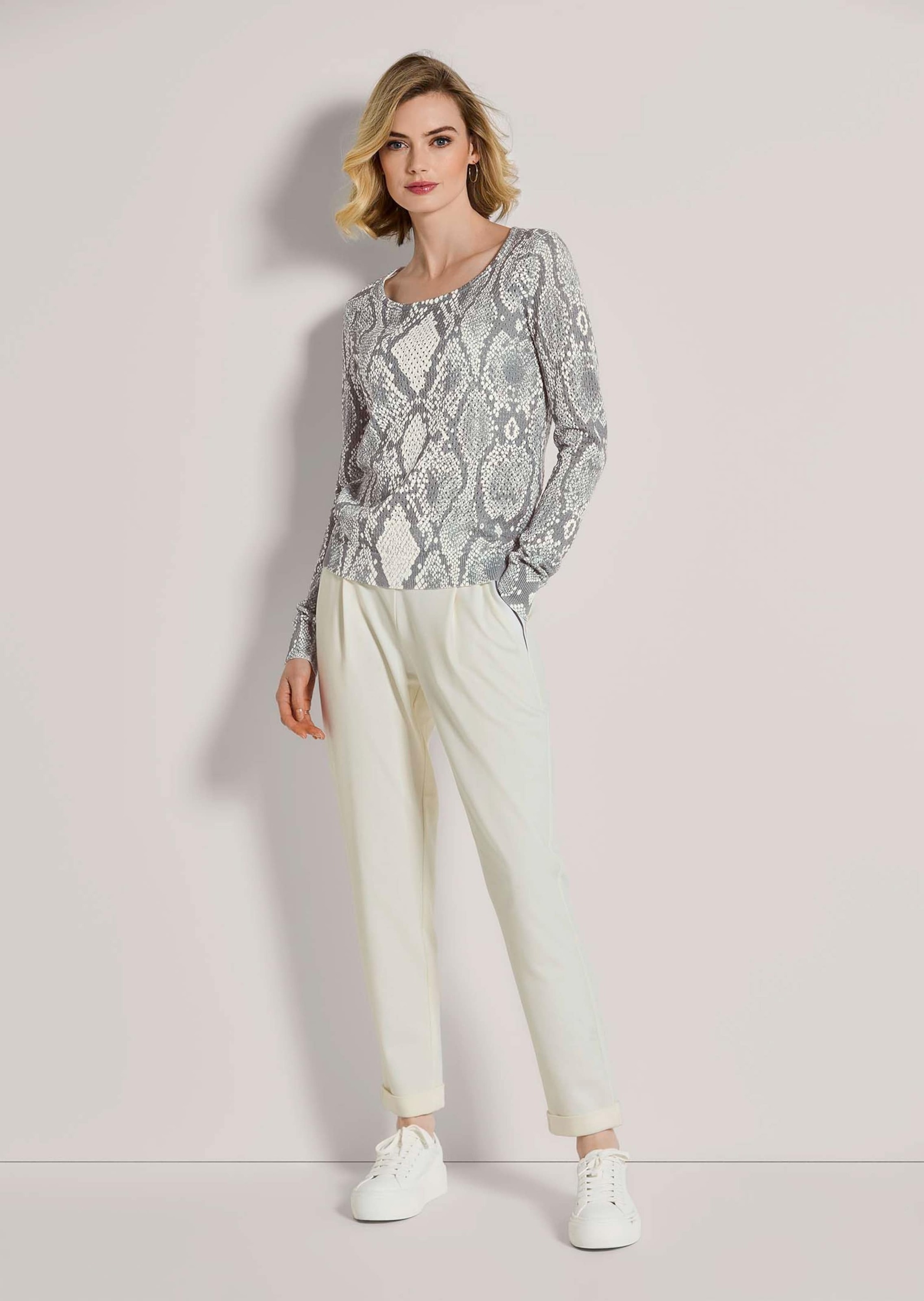 MADELEINE Longpullover "Pullover Ajour-Pullover mit Unikat-Print" günstig online kaufen