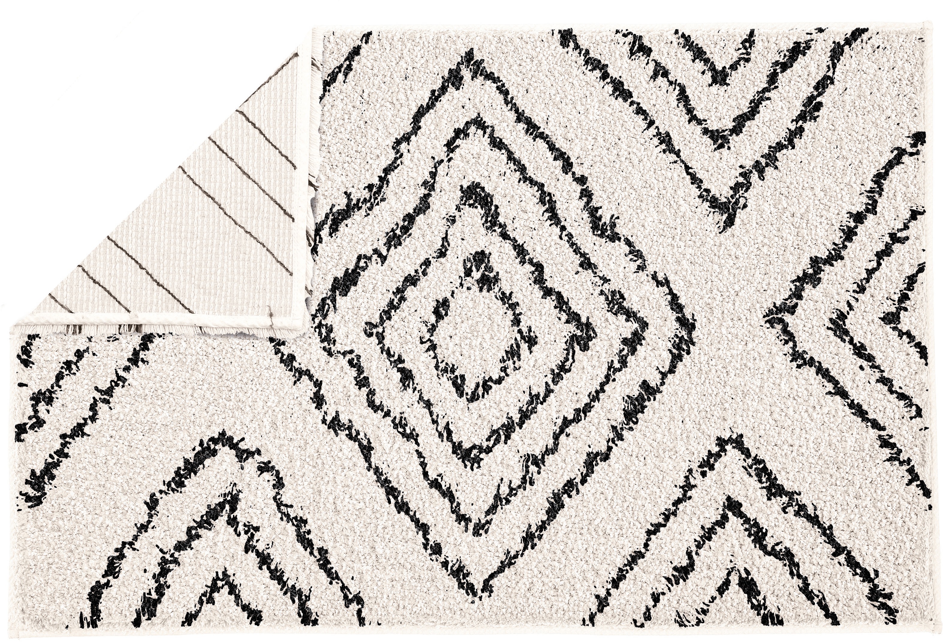 Thumbnail - Kleine Wolke Badematte "Boho", rutschhemmend beschichtet, fußbodenheizungsgeeignet, Badteppich, modernes Rauten Muster, ...
