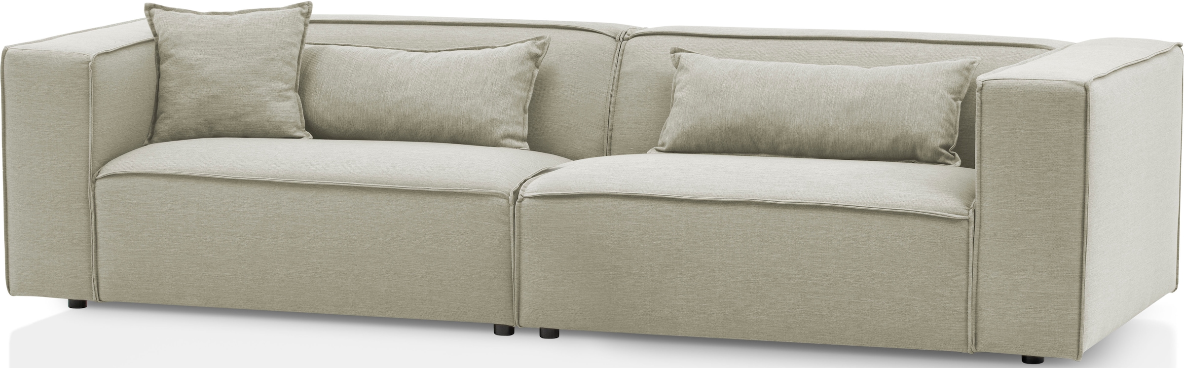 LeGer Home by Lena Gercke 3-Sitzer »PIARA, Couch mit Kedernaht, Sofa in Cord oder Leinenoptik«, schwarze Füße, bequemer Sitzkomfort