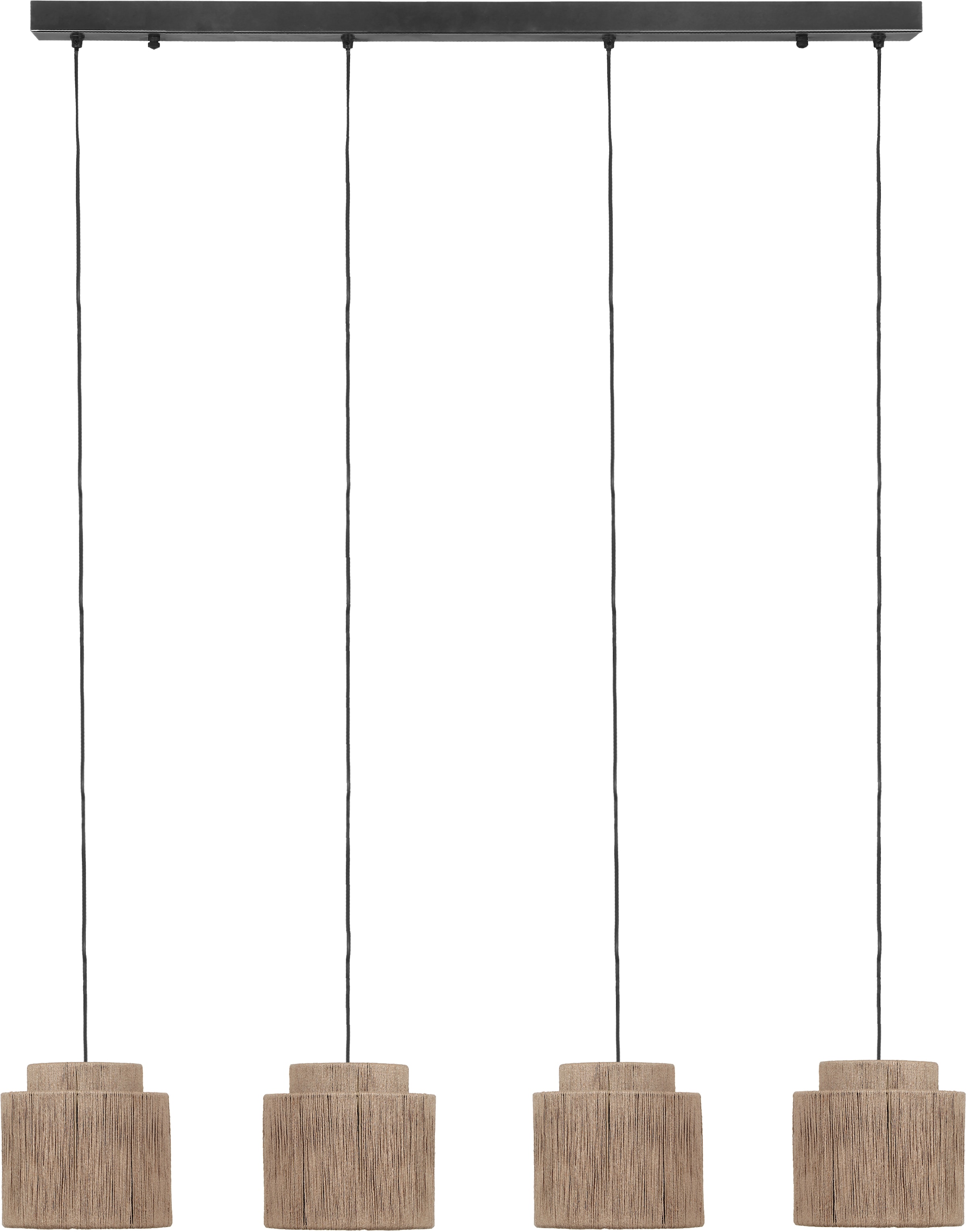 TRIO Leuchten Pendelleuchte »SMILLA, 4-flammige Hängelampe mit Jute Lampenschirmen Breite 121cm« E27 1 Stk. warmweiß - kaltweiß Höhe max 150 cm, exkl 4x E27 max 10W, Hängeleuchte Esstisch Küche