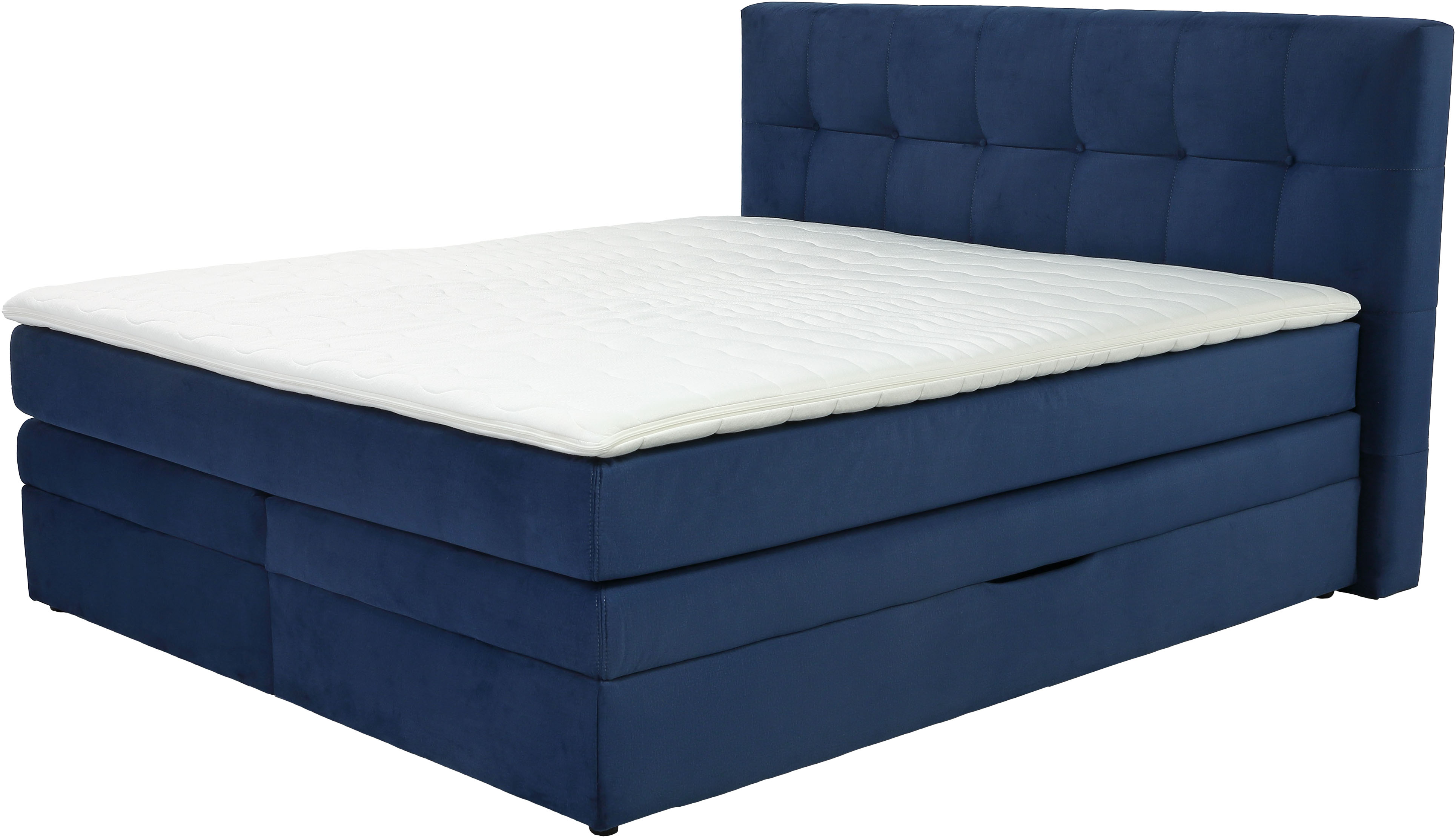 Jockenhöfer Gruppe Boxspringbett "AMY mit Bettkasten, inkl. Taschenfederkernmatratze Härtegrad H3-H4" mit 6 cm Kaltschaum-Topper, Samt-Bezug, 180x200 und 200x200 cm