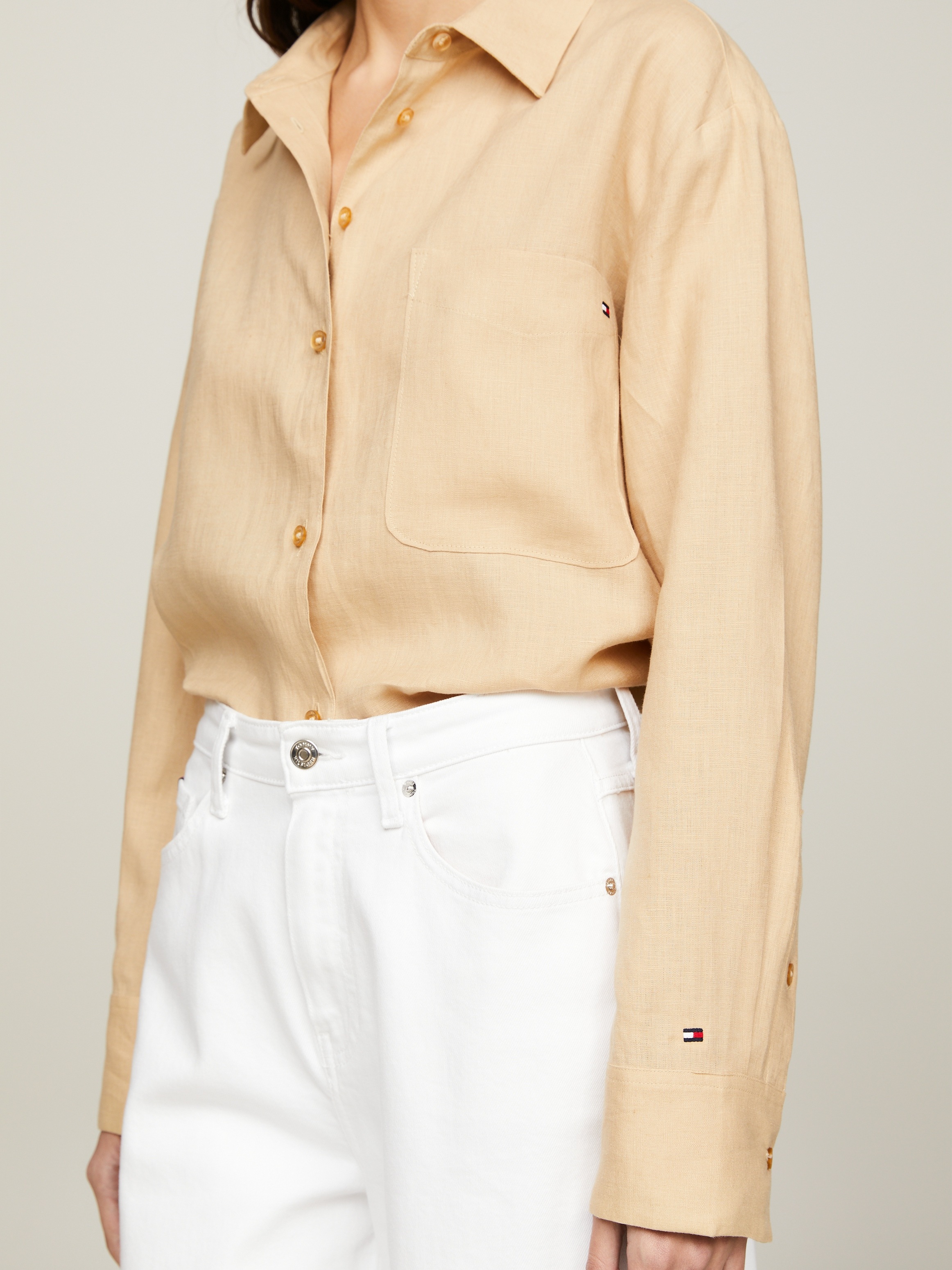 Tommy Hilfiger Hemdbluse "LINEN EASY FIT LS SHIRT", mit Brusttasche günstig online kaufen