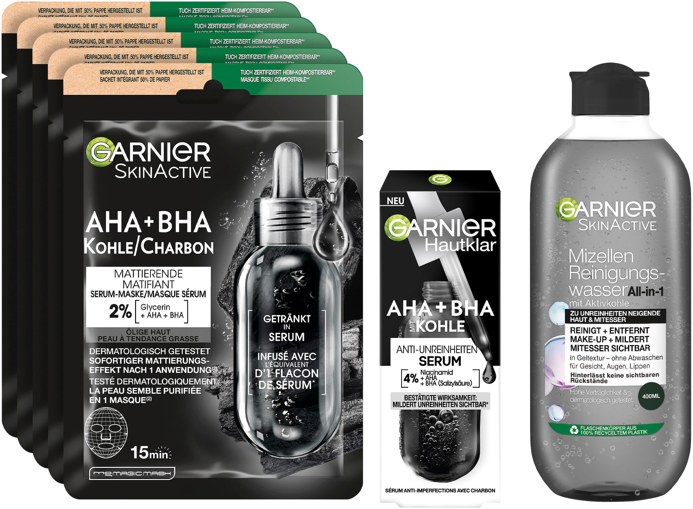 GARNIER Gesichtspflege-Set »Black Skin Routine...