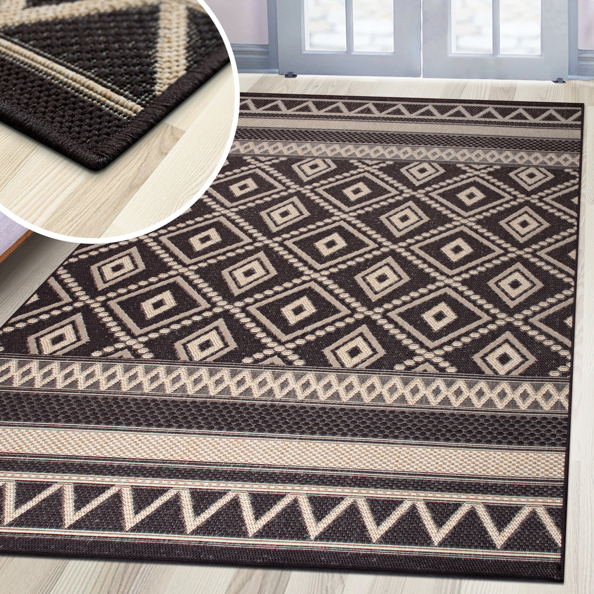 my home Teppich »Toronto auch als Läufer erhältlich«, rechteckig, 3 mm Höhe, In- und Outdoor geeignet, Sisal-Optik, Wetterfest & UV-beständig, Boho