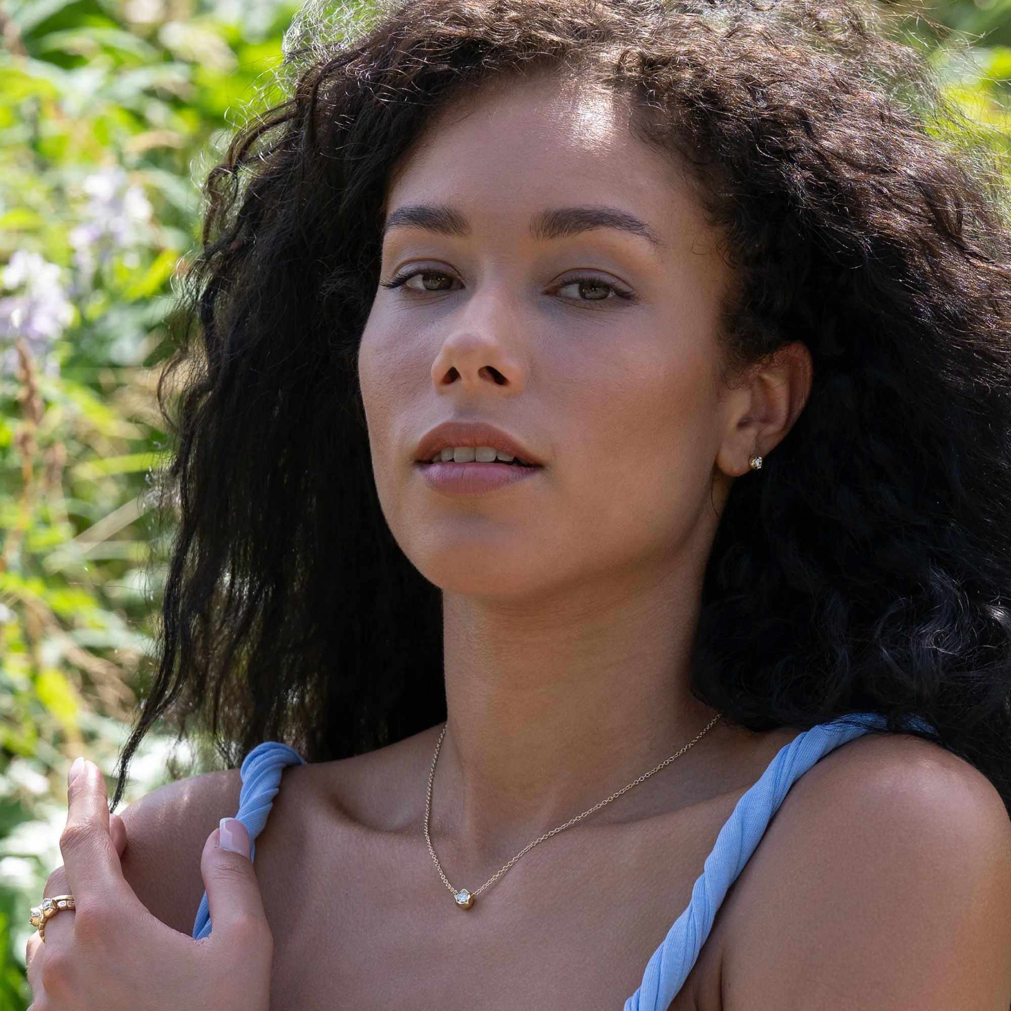 LYOMI Kette mit Anhänger »585/- Gelbgold Blüte synth. Diam. 0,25ct.«